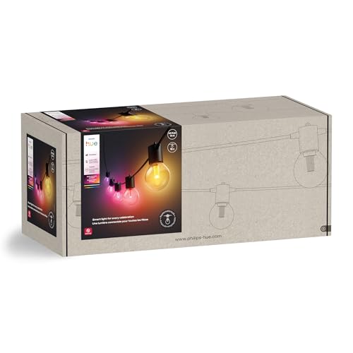 Philips Hue Festavia Globe Outdoor String Lights, White & Color Ambiance, 22ft,8 Bulbs, Dimmable, Control with Hue App or Voice, Bridge Required