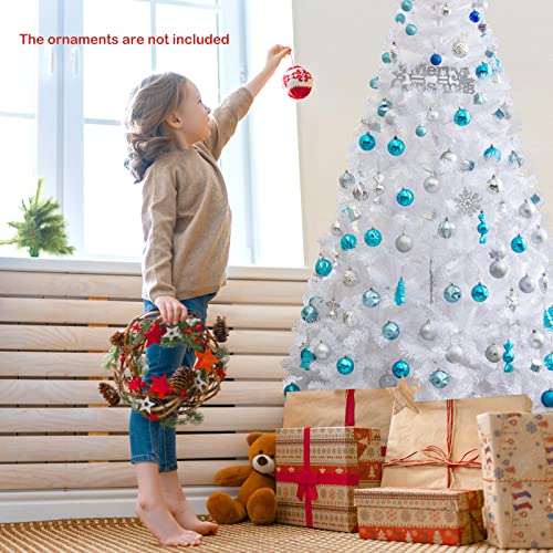 COSTWAY 6Ft-Artificial-PVC-Christmas-Tree-W-Stand-Holiday-Season-Indoor-Outdoor-White