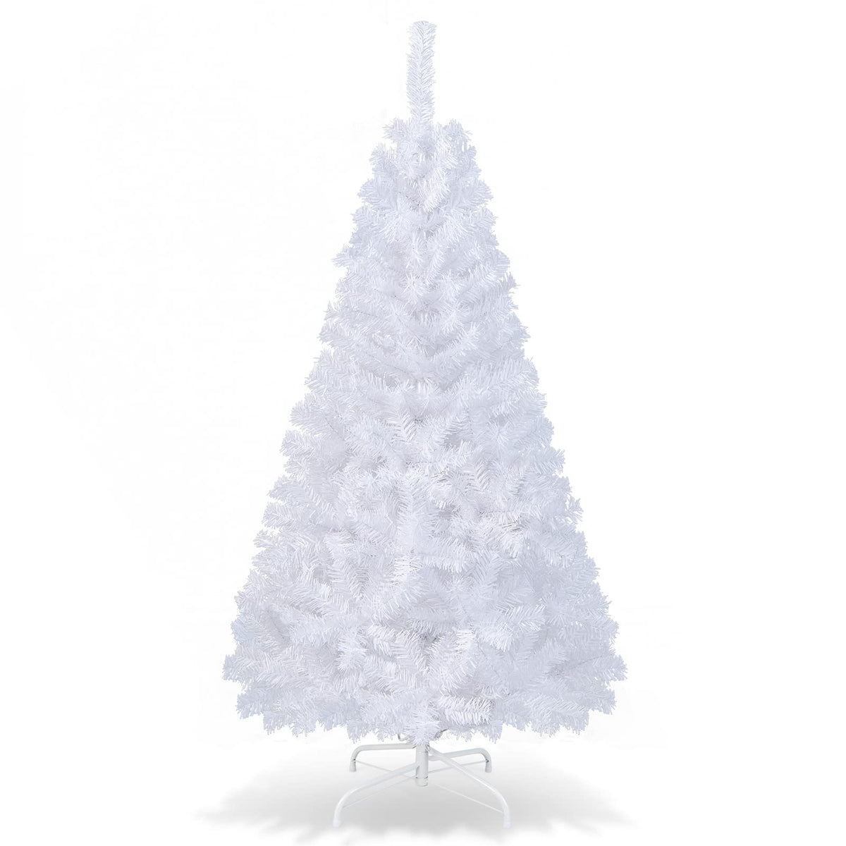 COSTWAY 6Ft-Artificial-PVC-Christmas-Tree-W-Stand-Holiday-Season-Indoor-Outdoor-White