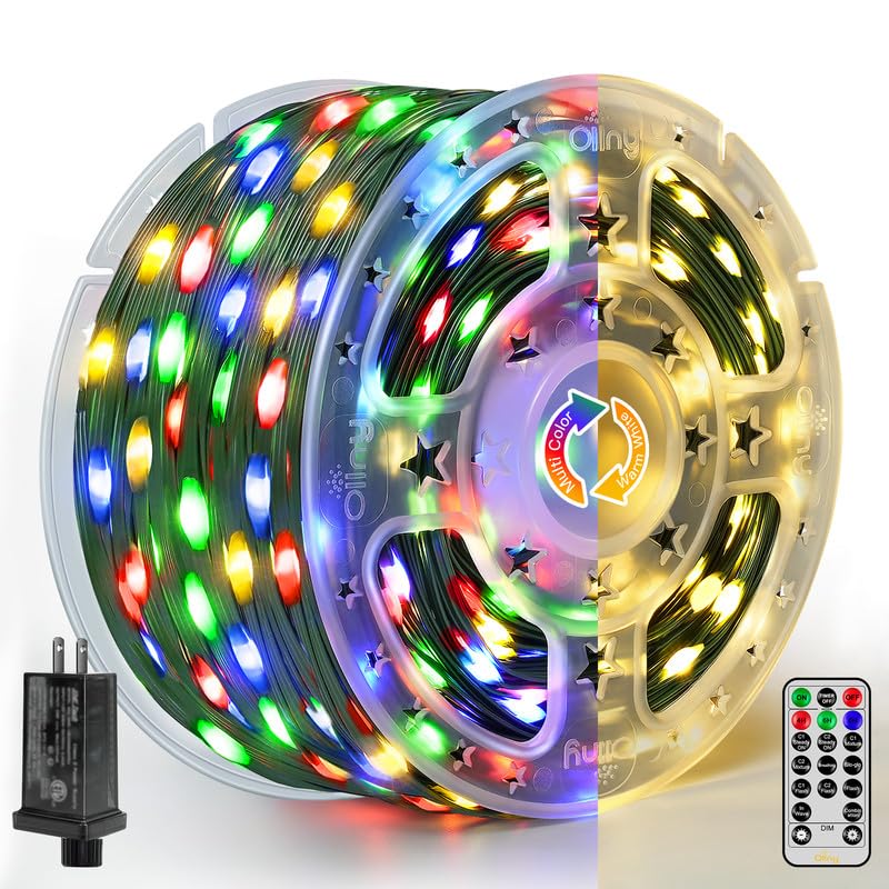 Ollny Christmas Lights 1000 LED 330 FT, IP67 Waterproof Plug in Christmas Tree Lights with Remote, 8 Modes, 3 Timers, Dimmable, House Xmas Indoor Decorations Outdoor Christmas Lights (Multicolored)