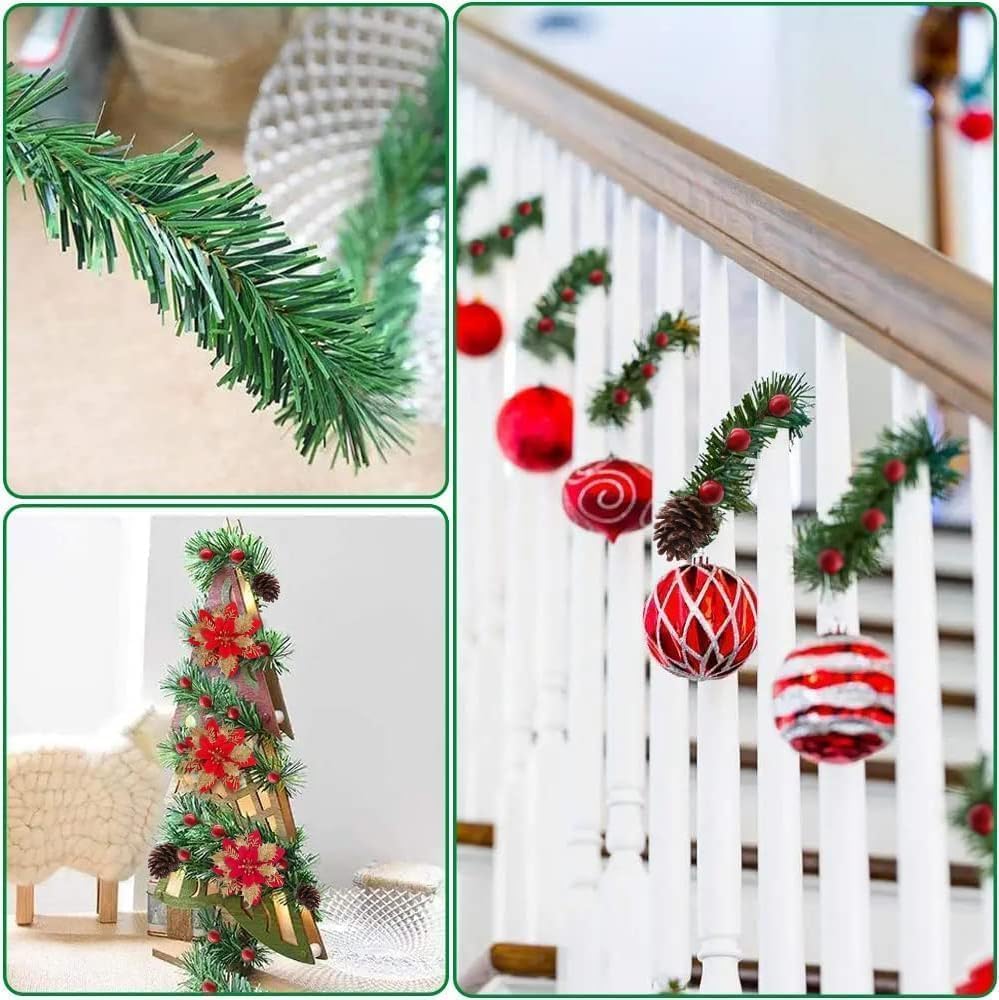 Christmas Garland, Artificial Non-Lit Soft Green Garlands 50FT Classic Christmas Greenery Garland Festive Home Decor for Indoor or Outdoor Use