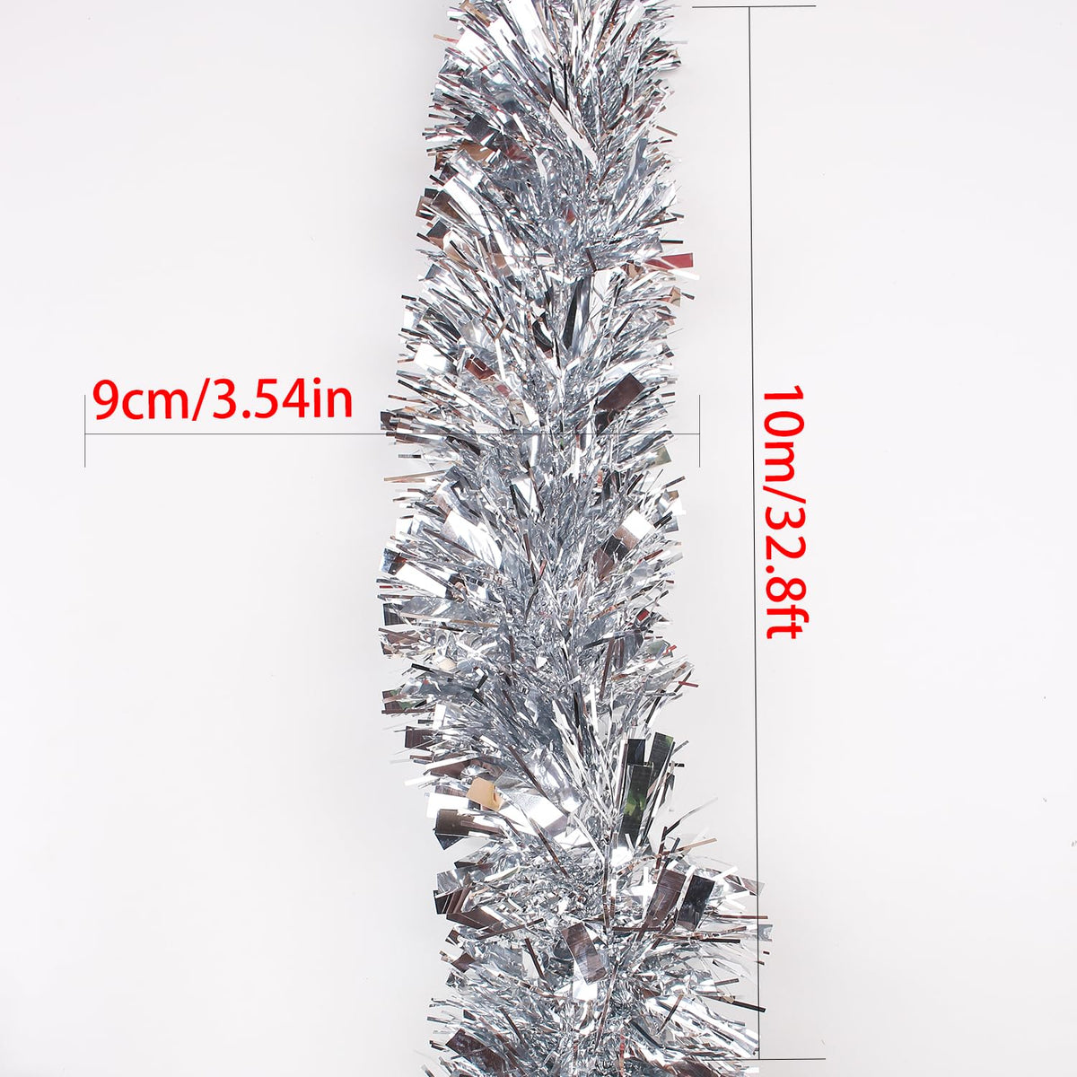 33FT Christmas Tinsel Garland,Silvery Shiny Metallic Foil Decorations for Parade Floats, Halloween, Christmas Tree, New Year Parties,Birthday Party,Indoor and Outdoor Disco Party Supplies