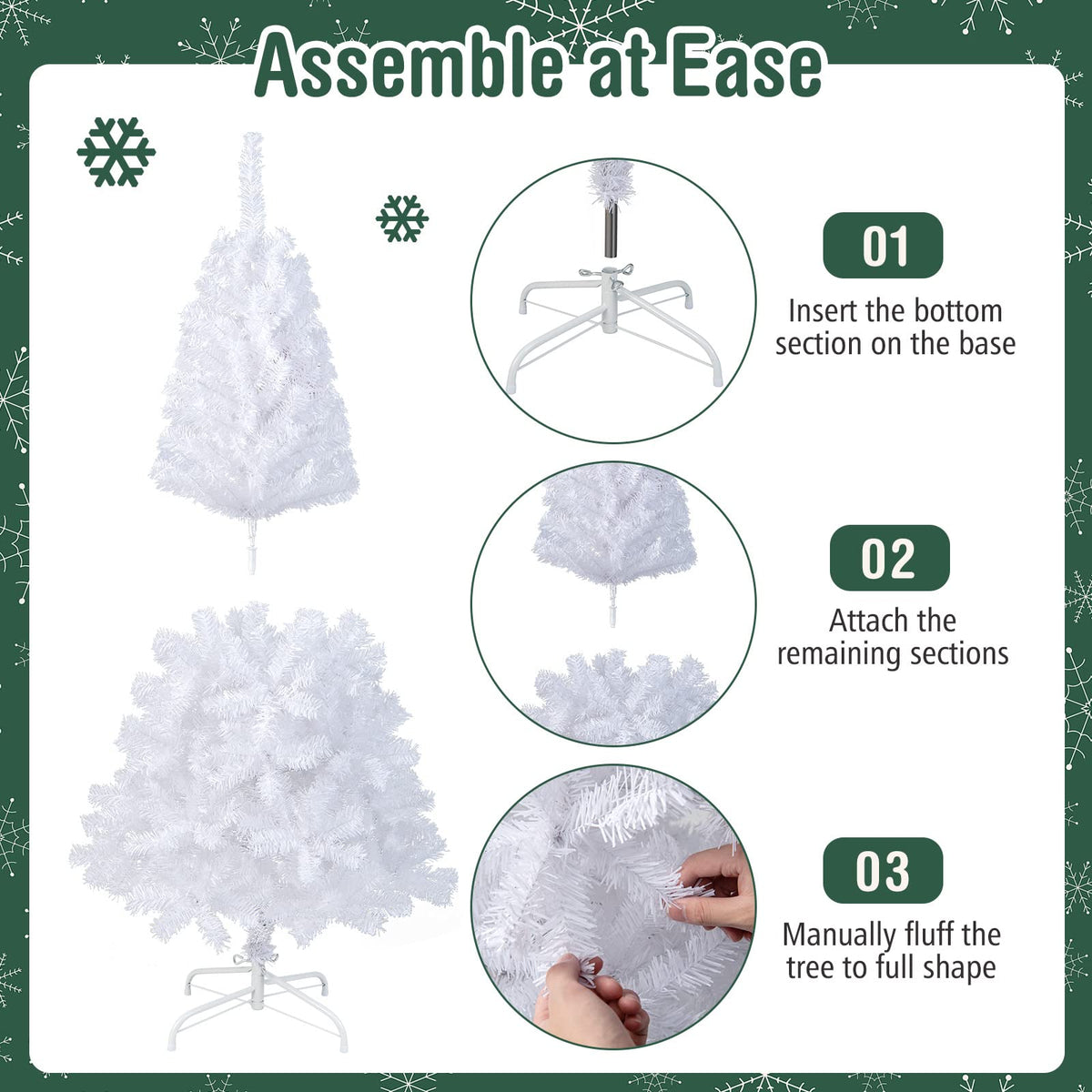 COSTWAY 6Ft-Artificial-PVC-Christmas-Tree-W-Stand-Holiday-Season-Indoor-Outdoor-White