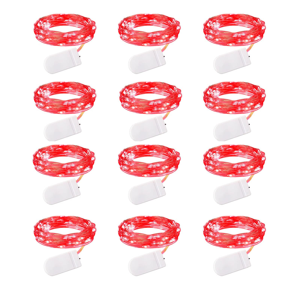 Brightown 12 Pack LED Fairy Lights Battery Operated String Lights - 7ft 20LED Waterproof Silver Wire Firefly Starry Moon Lights for DIY Crafts Wedding Table Centerpieces Party Bedroom Christmas