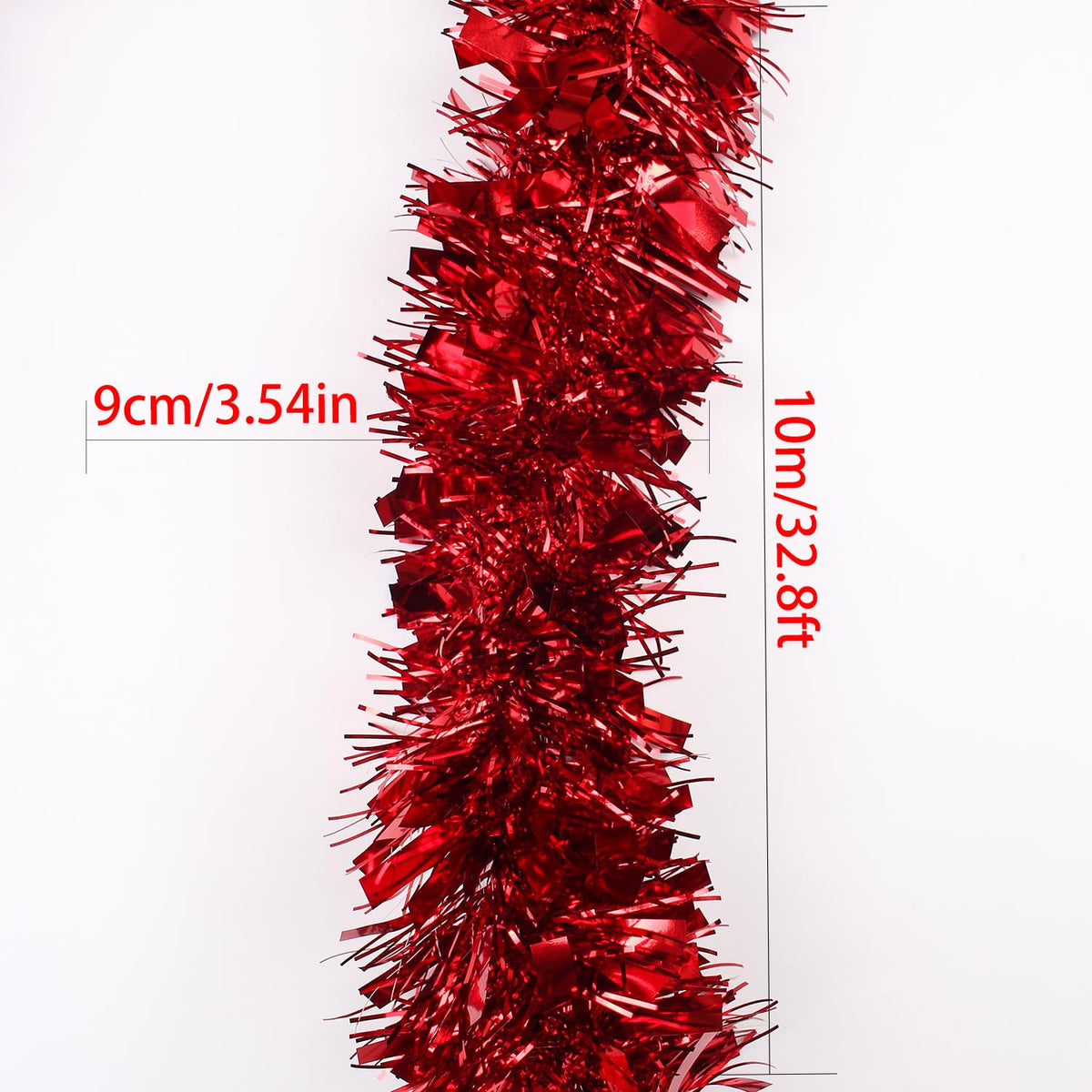 33FT Christmas Tinsel Garland,Silvery Shiny Metallic Foil Decorations for Parade Floats, Halloween, Christmas Tree, New Year Parties,Birthday Party,Indoor and Outdoor Disco Party Supplies