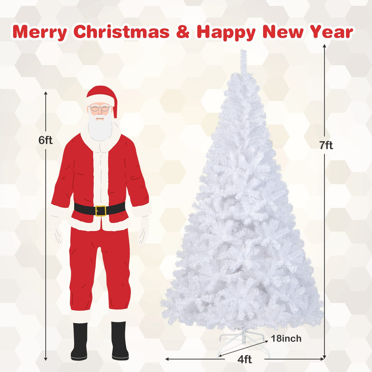 COSTWAY 6Ft-Artificial-PVC-Christmas-Tree-W-Stand-Holiday-Season-Indoor-Outdoor-White