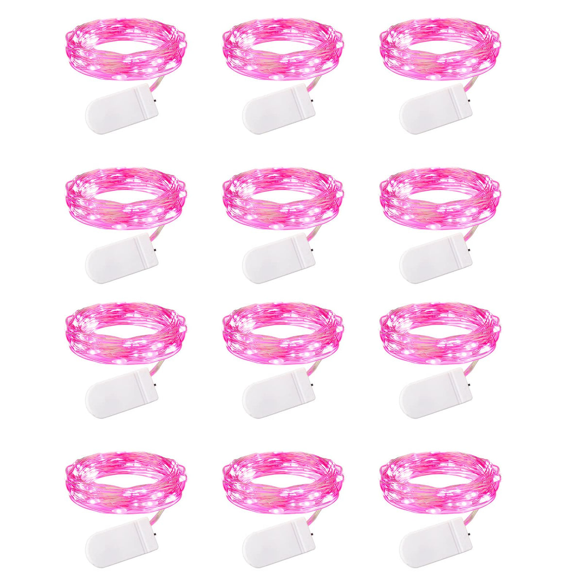 Brightown 12 Pack LED Fairy Lights Battery Operated String Lights - 7ft 20LED Waterproof Silver Wire Firefly Starry Moon Lights for DIY Crafts Wedding Table Centerpieces Party Bedroom Christmas