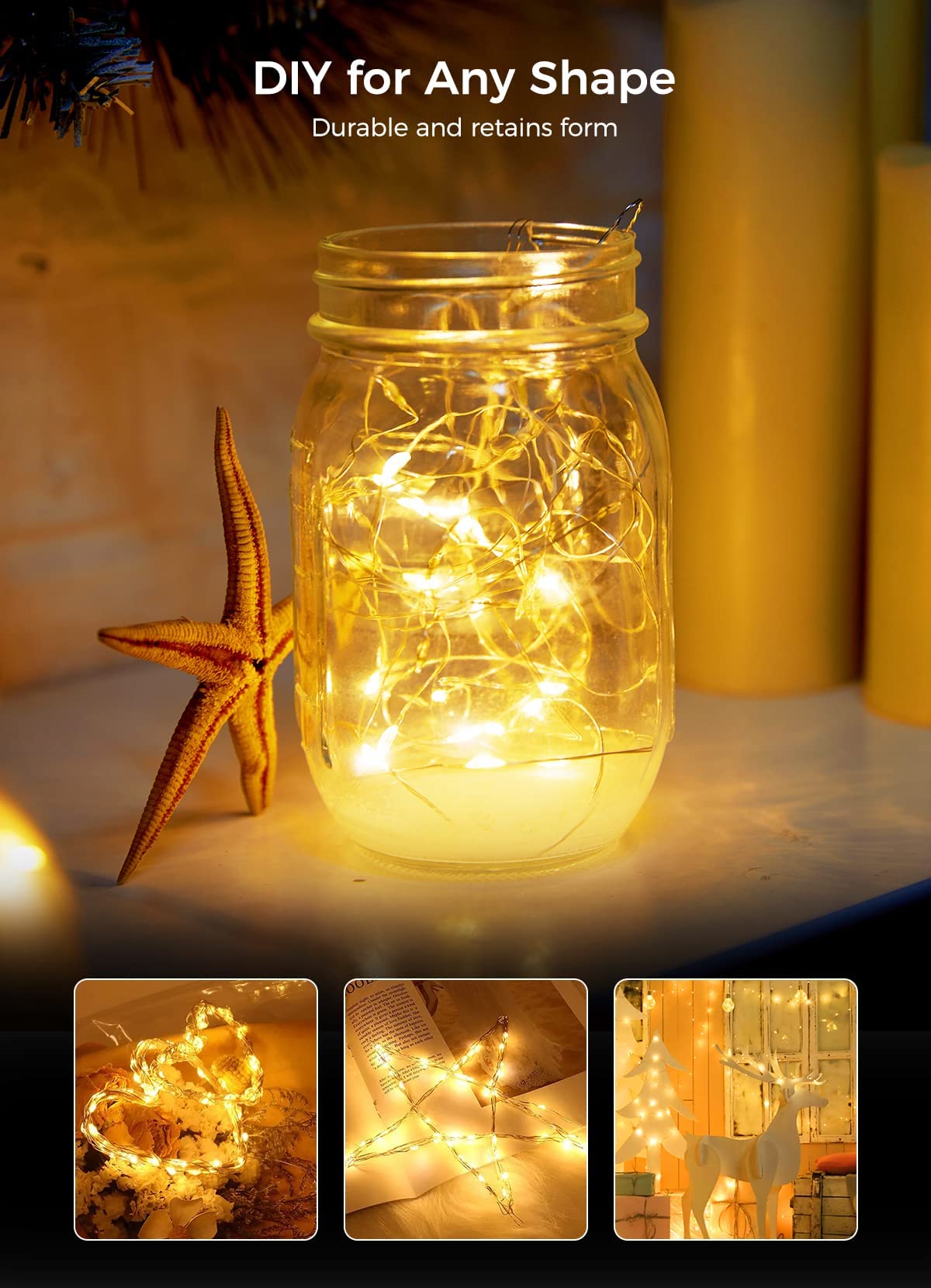 Brightown 12 Pack LED Fairy Lights Battery Operated String Lights - 7ft 20LED Waterproof Silver Wire Firefly Starry Moon Lights for DIY Crafts Wedding Table Centerpieces Party Bedroom Christmas