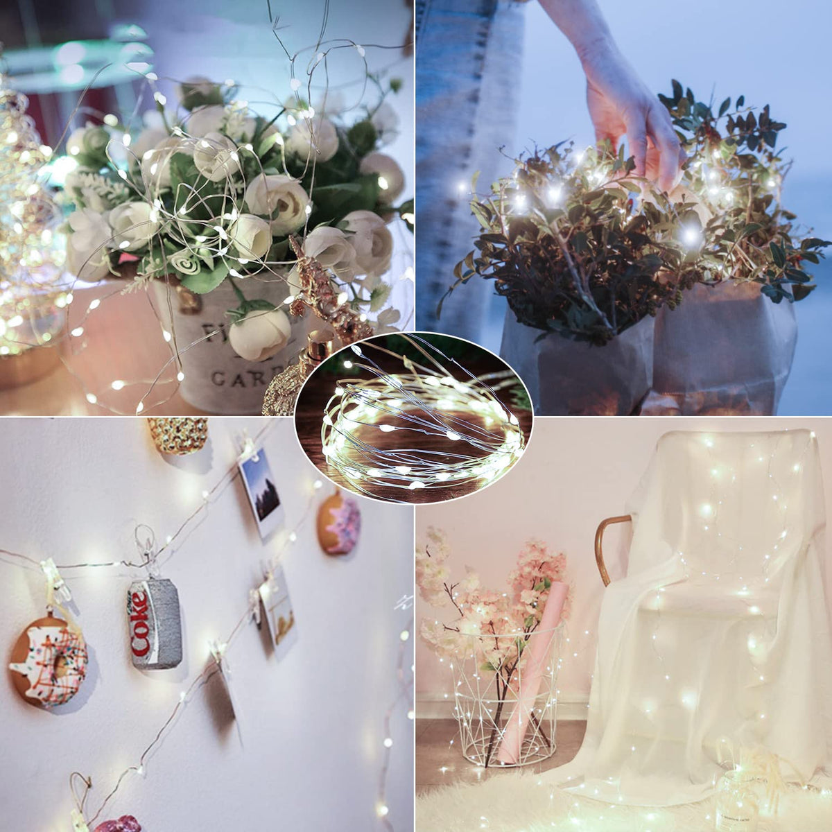 Brightown 12 Pack LED Fairy Lights Battery Operated String Lights - 7ft 20LED Waterproof Silver Wire Firefly Starry Moon Lights for DIY Crafts Wedding Table Centerpieces Party Bedroom Christmas