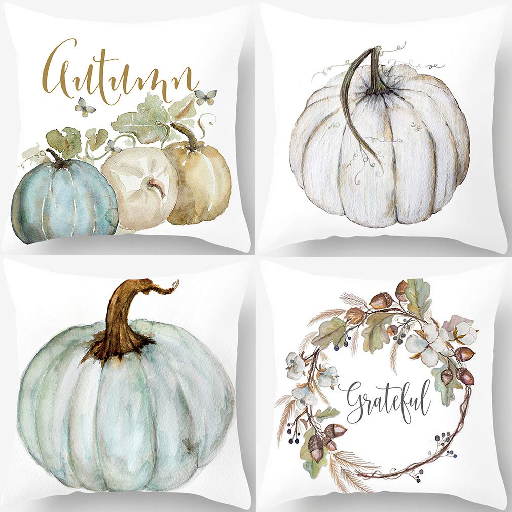 PSDWETS Merry Christmas Pillow Covers 18x18 Set of 4 Christmas Decorations Snowman Santa Claus Wreath Christmas Tree Winter Holiday Decor Throw Cushion Case for Home Couch
