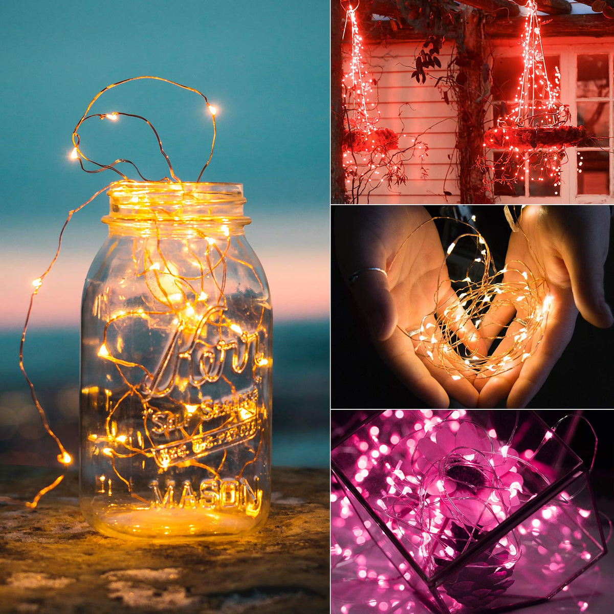Brightown 12 Pack LED Fairy Lights Battery Operated String Lights - 7ft 20LED Waterproof Silver Wire Firefly Starry Moon Lights for DIY Crafts Wedding Table Centerpieces Party Bedroom Christmas