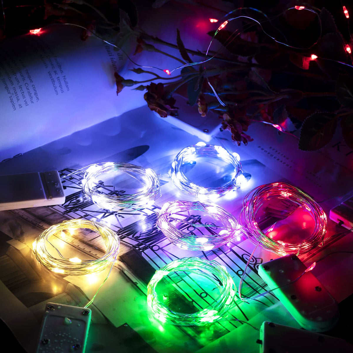 Brightown 12 Pack LED Fairy Lights Battery Operated String Lights - 7ft 20LED Waterproof Silver Wire Firefly Starry Moon Lights for DIY Crafts Wedding Table Centerpieces Party Bedroom Christmas
