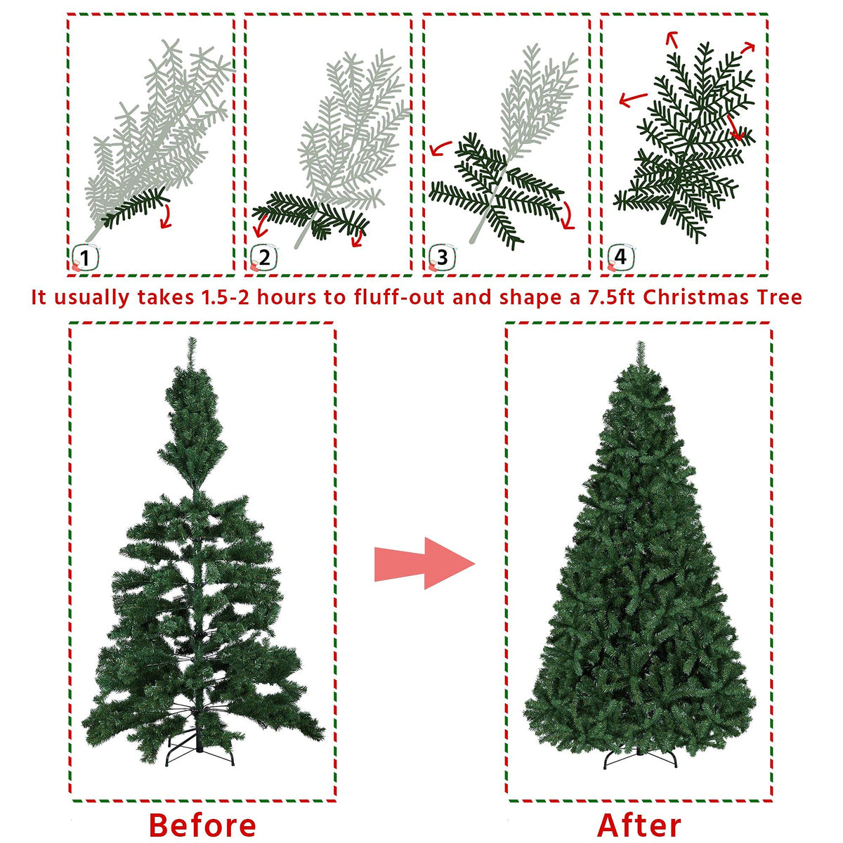 Yaheetech 4.5ft Artificial Christmas Tree, Realistic Premium Spruce Hinged Full Christmas Tree with 320 Branch Tips Holiday Xmas Tree W/Metal Hinges & Foldable Base for Home Party Office Decoration