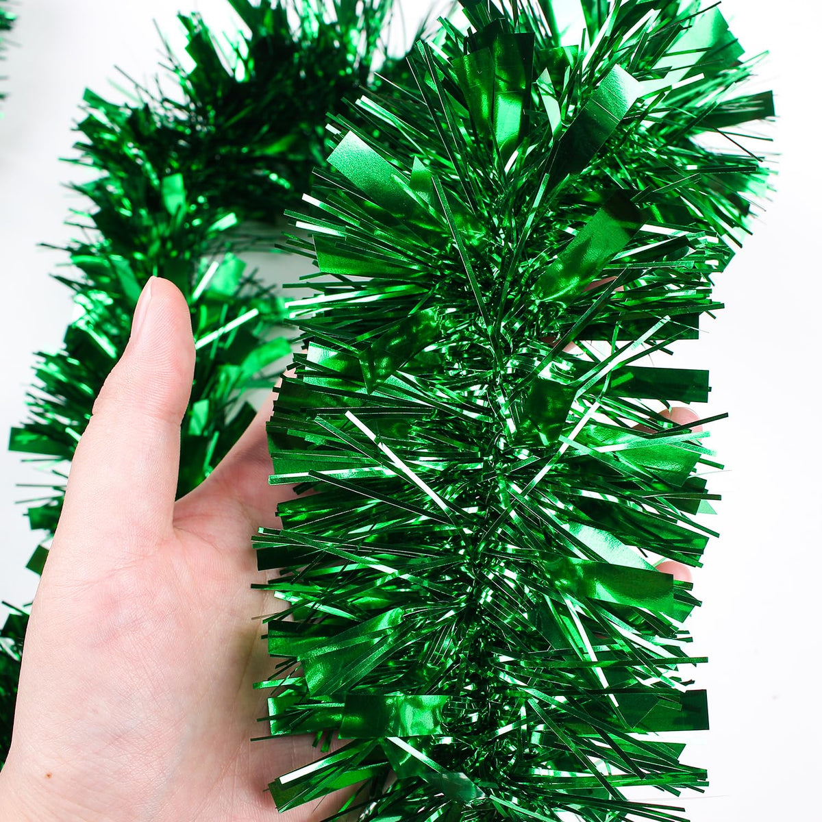 33FT Christmas Tinsel Garland,Silvery Shiny Metallic Foil Decorations for Parade Floats, Halloween, Christmas Tree, New Year Parties,Birthday Party,Indoor and Outdoor Disco Party Supplies