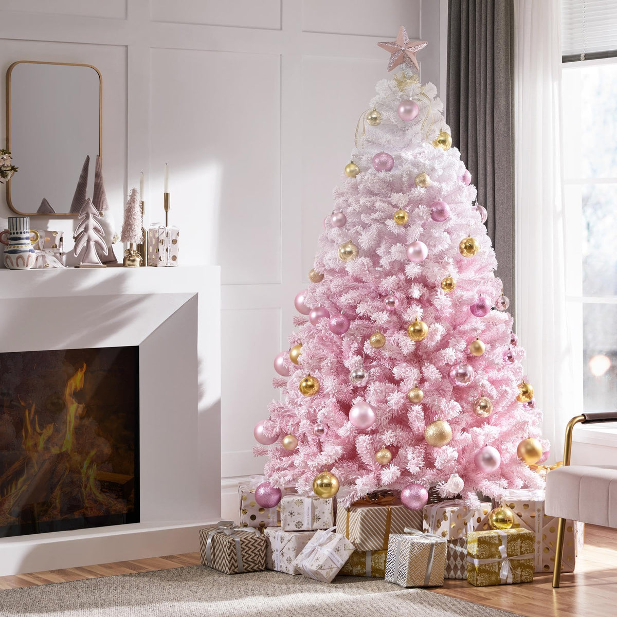 Yaheetech 4.5ft Artificial Christmas Tree, Realistic Premium Spruce Hinged Full Christmas Tree with 320 Branch Tips Holiday Xmas Tree W/Metal Hinges & Foldable Base for Home Party Office Decoration