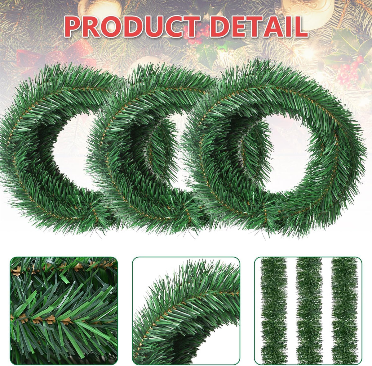 Christmas Garland, Artificial Non-Lit Soft Green Garlands 50FT Classic Christmas Greenery Garland Festive Home Decor for Indoor or Outdoor Use