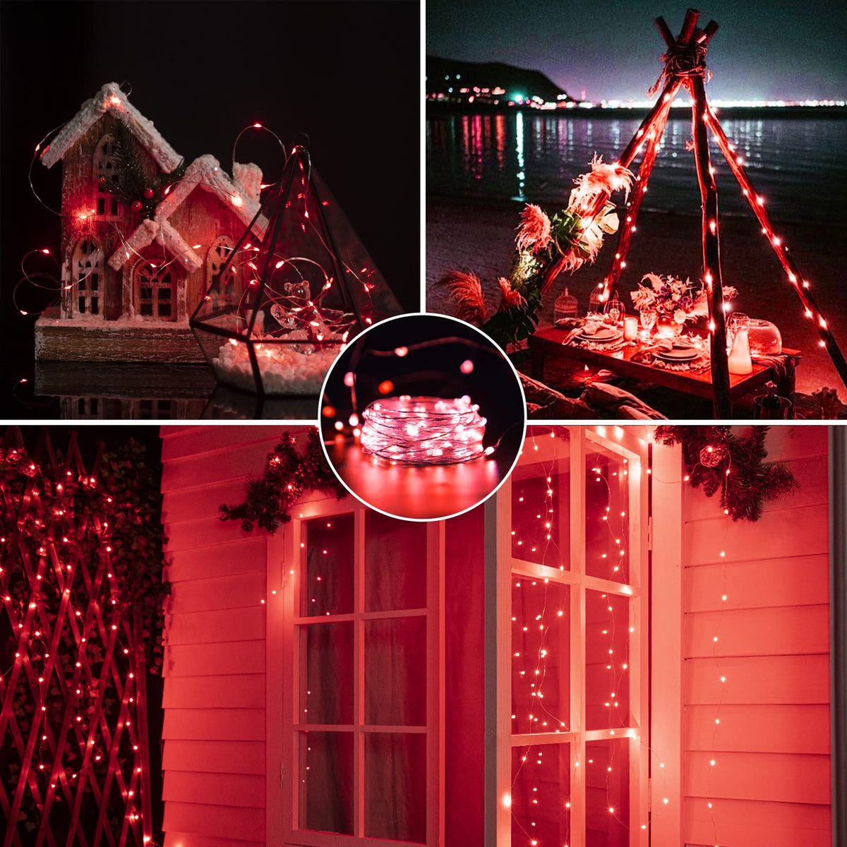 Brightown 12 Pack LED Fairy Lights Battery Operated String Lights - 7ft 20LED Waterproof Silver Wire Firefly Starry Moon Lights for DIY Crafts Wedding Table Centerpieces Party Bedroom Christmas
