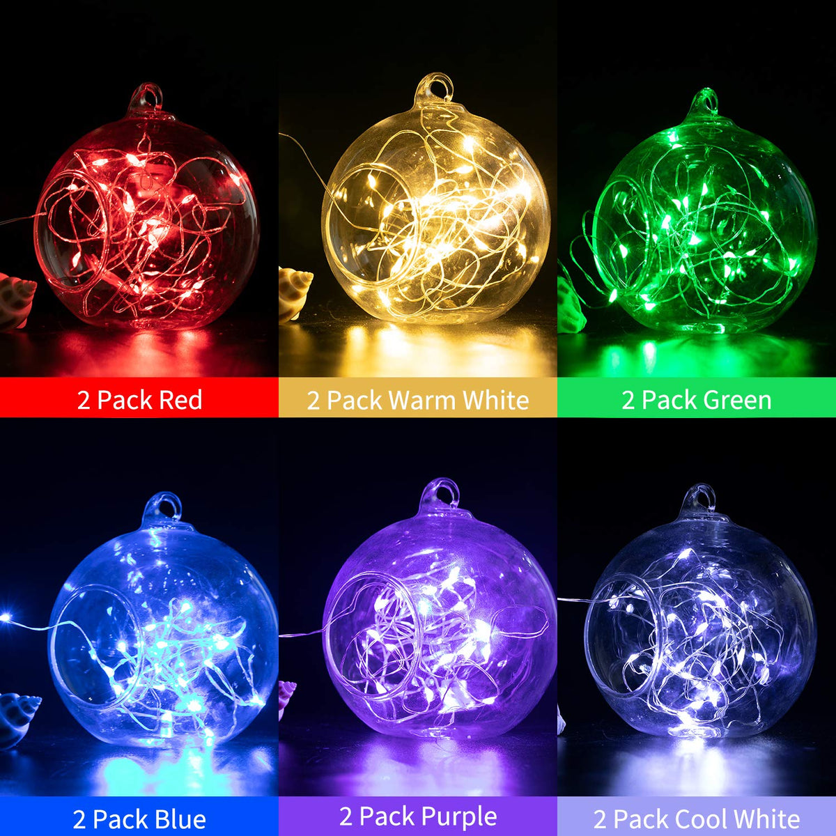 Brightown 12 Pack LED Fairy Lights Battery Operated String Lights - 7ft 20LED Waterproof Silver Wire Firefly Starry Moon Lights for DIY Crafts Wedding Table Centerpieces Party Bedroom Christmas
