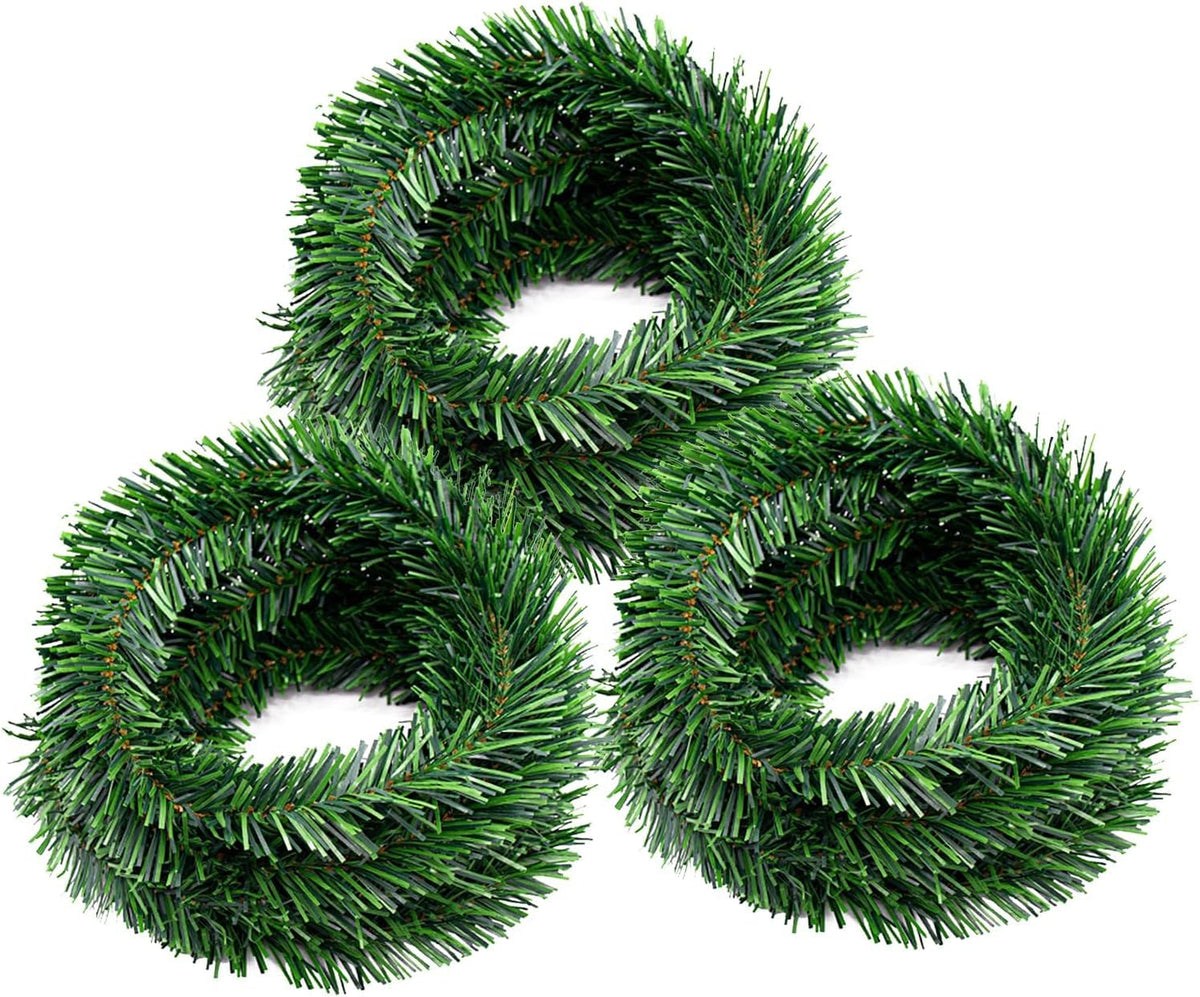Christmas Garland, Artificial Non-Lit Soft Green Garlands 50FT Classic Christmas Greenery Garland Festive Home Decor for Indoor or Outdoor Use