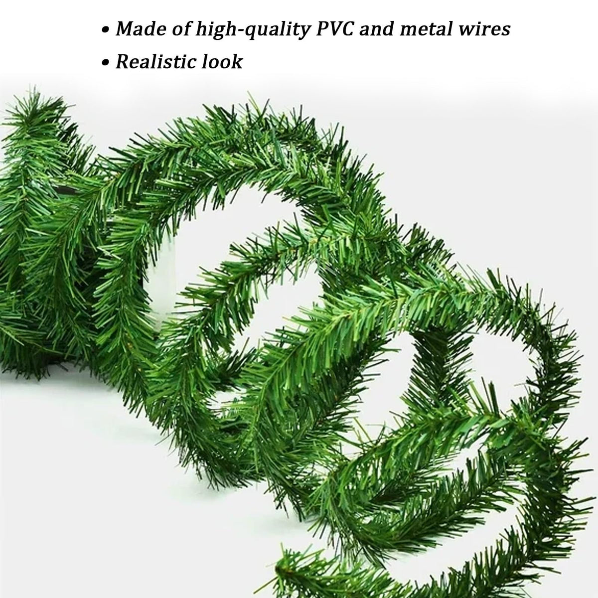 Christmas Garland, Artificial Non-Lit Soft Green Garlands 50FT Classic Christmas Greenery Garland Festive Home Decor for Indoor or Outdoor Use