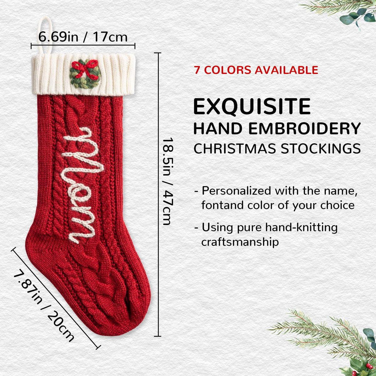 Custom Christmas Stocking，Personalized Stockings for Christmas，18' Large Knitted Christmas Stocking，Suitable for Fireplace, Stairs, Xmas Tree, Bedroom Decorations