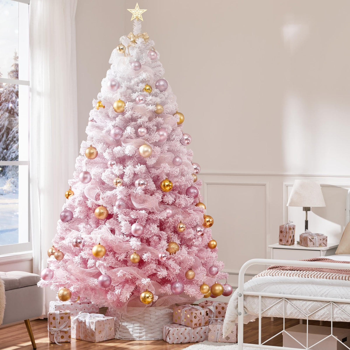 Yaheetech 4.5ft Artificial Christmas Tree, Realistic Premium Spruce Hinged Full Christmas Tree with 320 Branch Tips Holiday Xmas Tree W/Metal Hinges & Foldable Base for Home Party Office Decoration