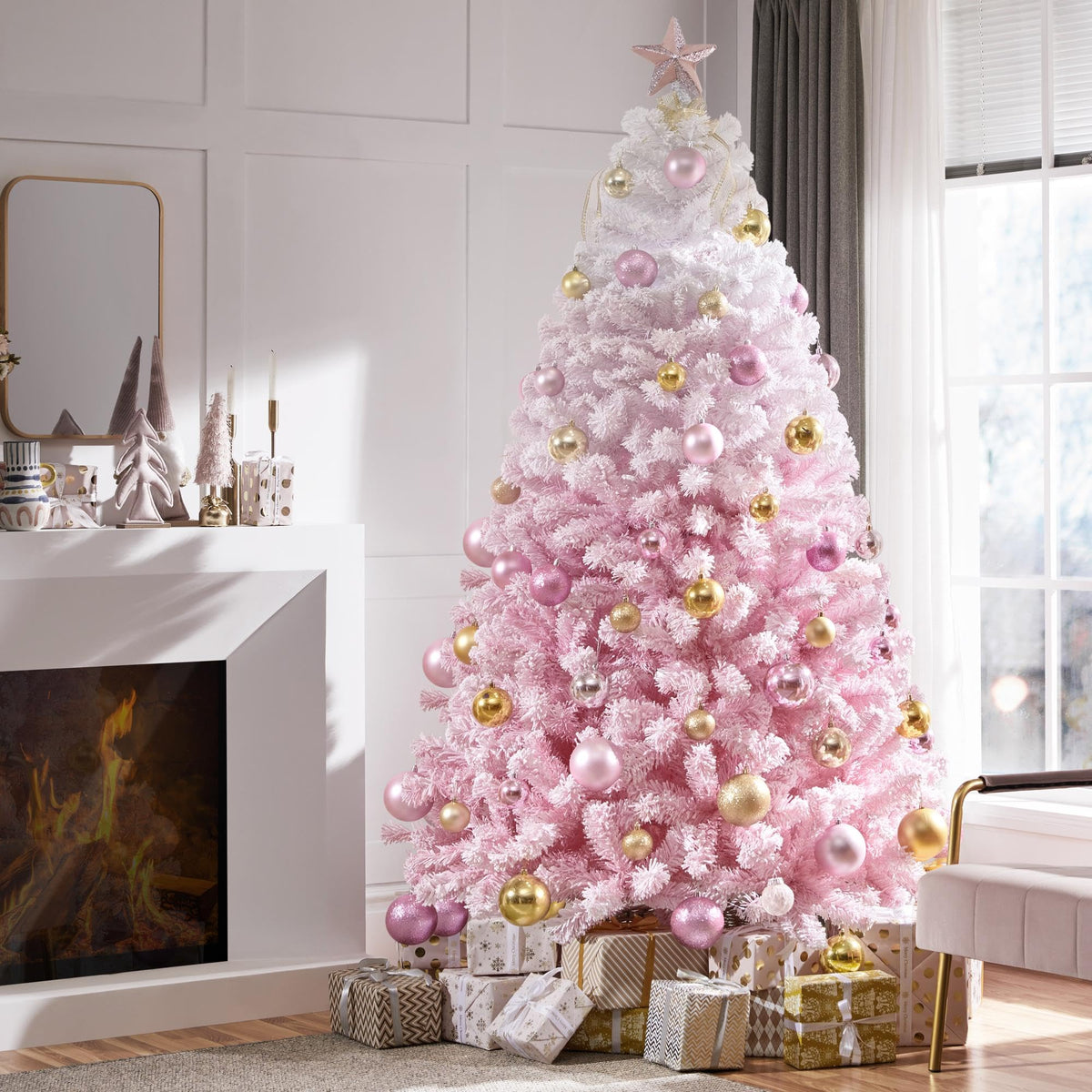 Yaheetech 4.5ft Artificial Christmas Tree, Realistic Premium Spruce Hinged Full Christmas Tree with 320 Branch Tips Holiday Xmas Tree W/Metal Hinges & Foldable Base for Home Party Office Decoration