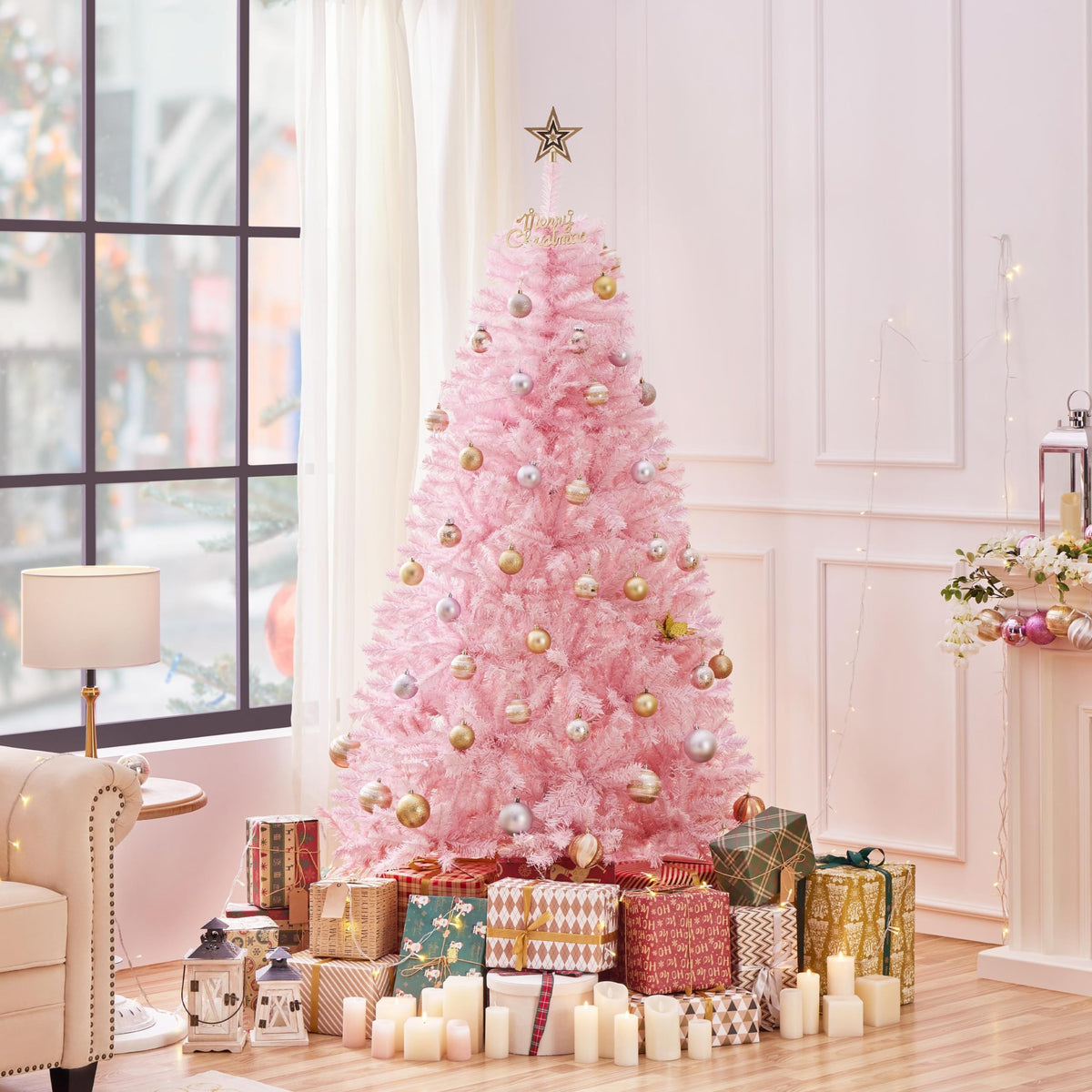 Yaheetech 4.5ft Artificial Christmas Tree, Realistic Premium Spruce Hinged Full Christmas Tree with 320 Branch Tips Holiday Xmas Tree W/Metal Hinges & Foldable Base for Home Party Office Decoration