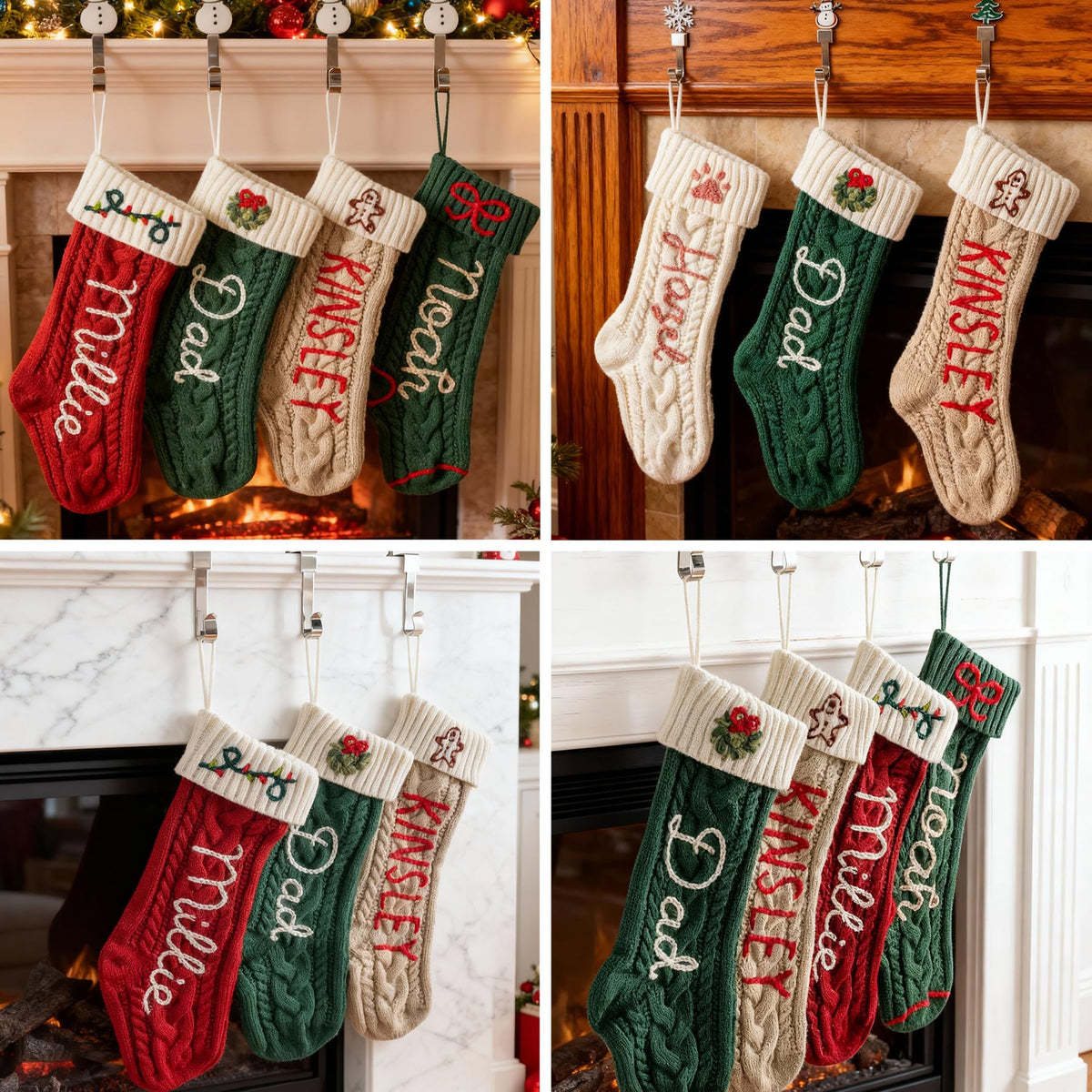 Custom Christmas Stocking，Personalized Stockings for Christmas，18' Large Knitted Christmas Stocking，Suitable for Fireplace, Stairs, Xmas Tree, Bedroom Decorations