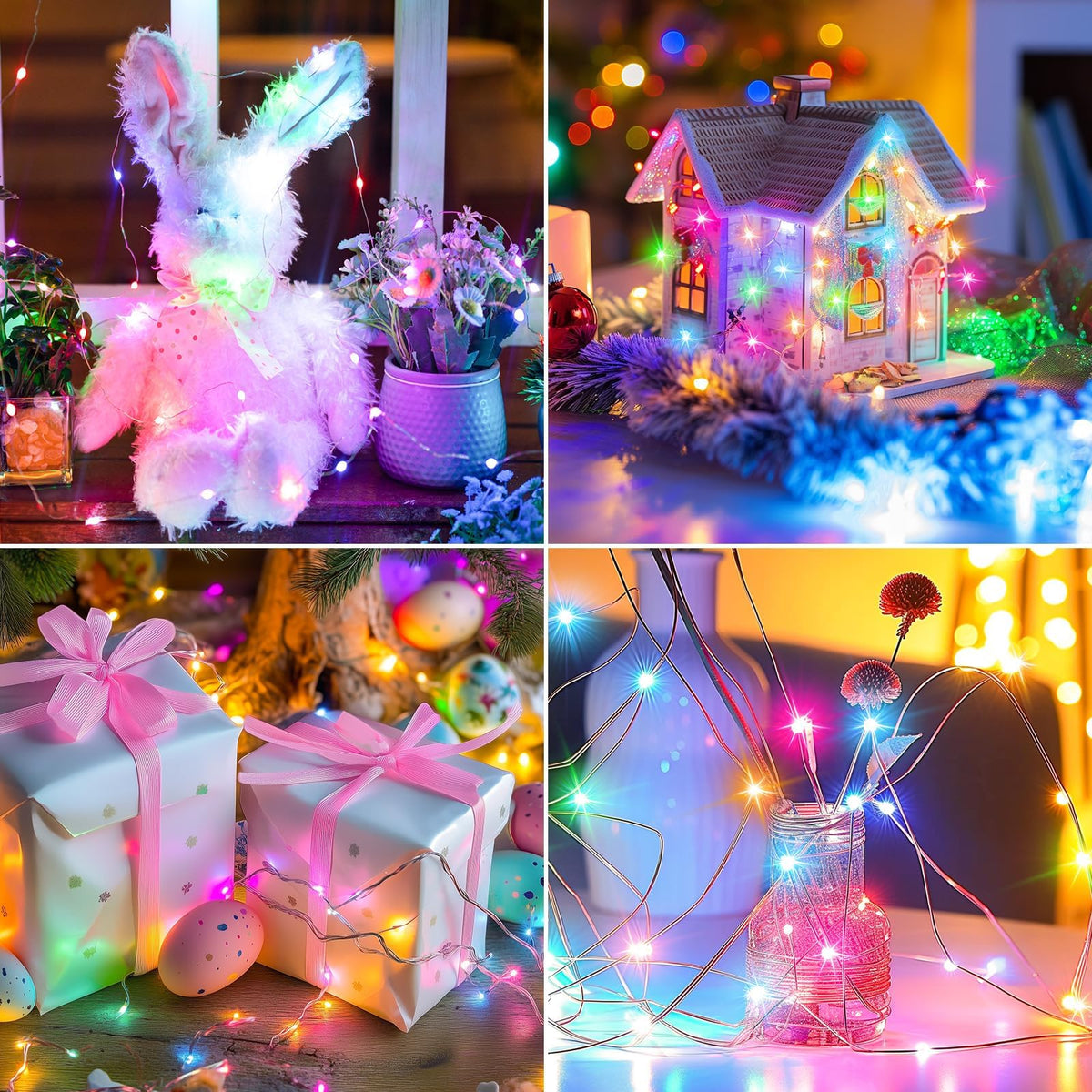 Brightown 12 Pack LED Fairy Lights Battery Operated String Lights - 7ft 20LED Waterproof Silver Wire Firefly Starry Moon Lights for DIY Crafts Wedding Table Centerpieces Party Bedroom Christmas