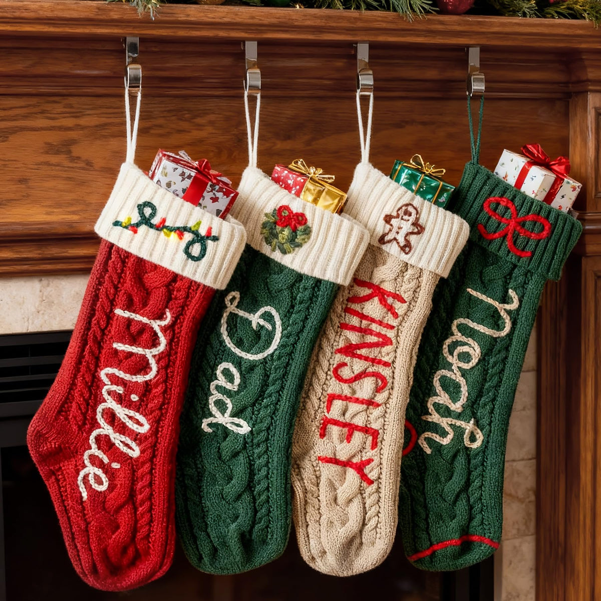 Custom Christmas Stocking，Personalized Stockings for Christmas，18' Large Knitted Christmas Stocking，Suitable for Fireplace, Stairs, Xmas Tree, Bedroom Decorations