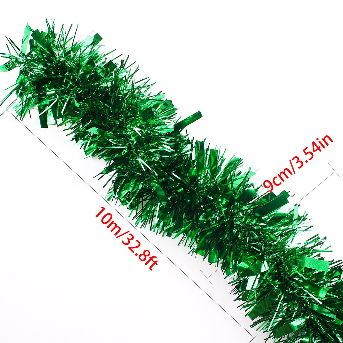 33FT Christmas Tinsel Garland,Silvery Shiny Metallic Foil Decorations for Parade Floats, Halloween, Christmas Tree, New Year Parties,Birthday Party,Indoor and Outdoor Disco Party Supplies