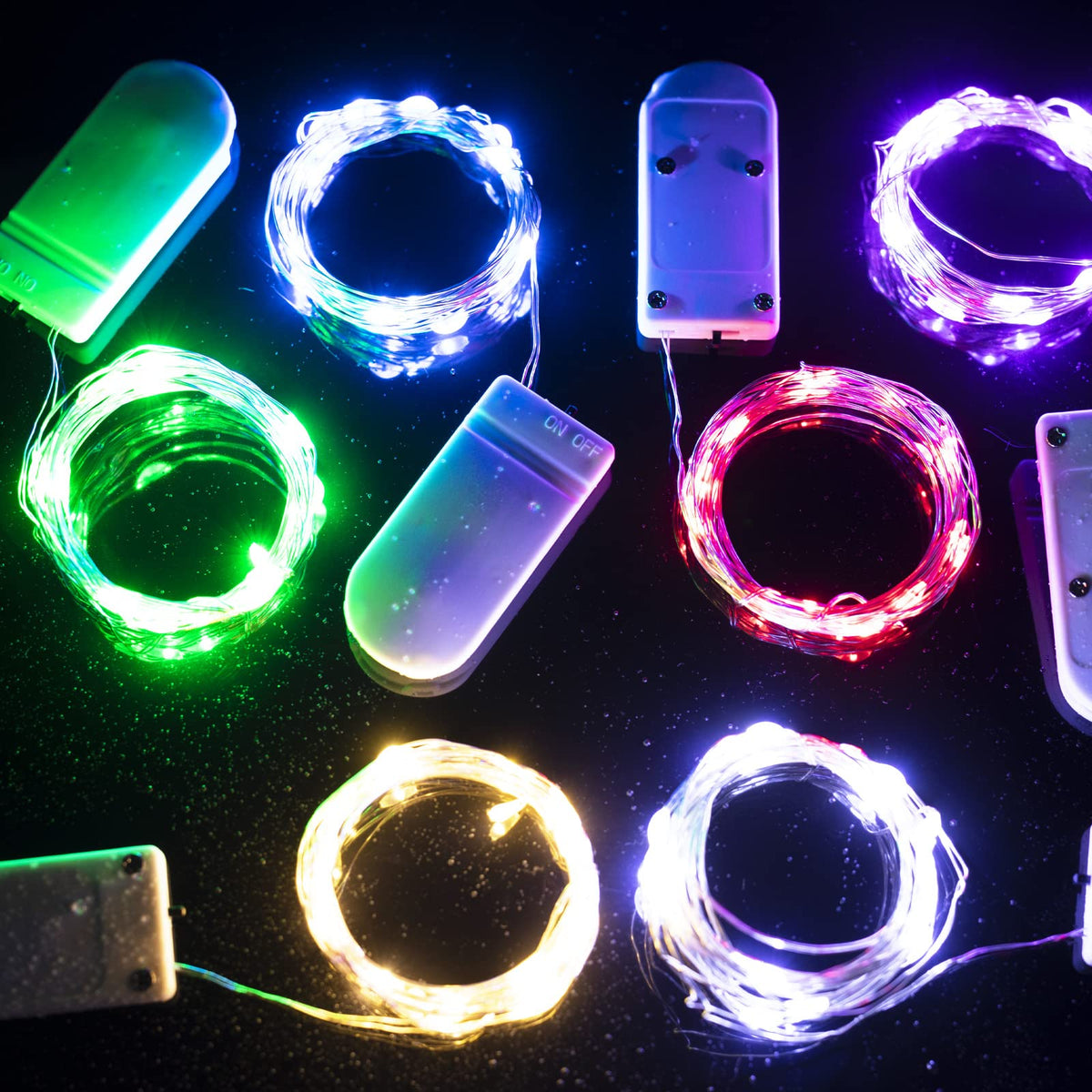 Brightown 12 Pack LED Fairy Lights Battery Operated String Lights - 7ft 20LED Waterproof Silver Wire Firefly Starry Moon Lights for DIY Crafts Wedding Table Centerpieces Party Bedroom Christmas