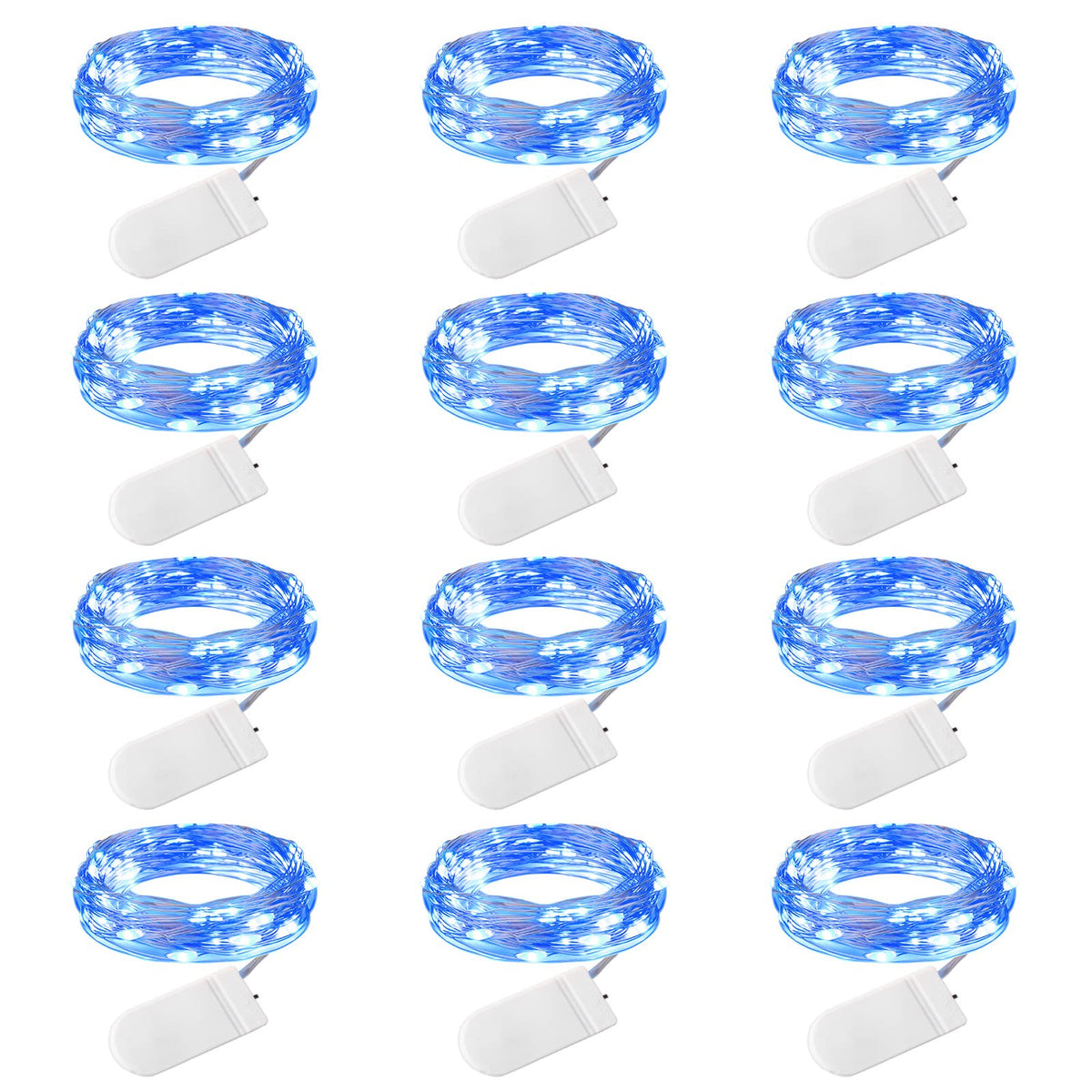 Brightown 12 Pack LED Fairy Lights Battery Operated String Lights - 7ft 20LED Waterproof Silver Wire Firefly Starry Moon Lights for DIY Crafts Wedding Table Centerpieces Party Bedroom Christmas