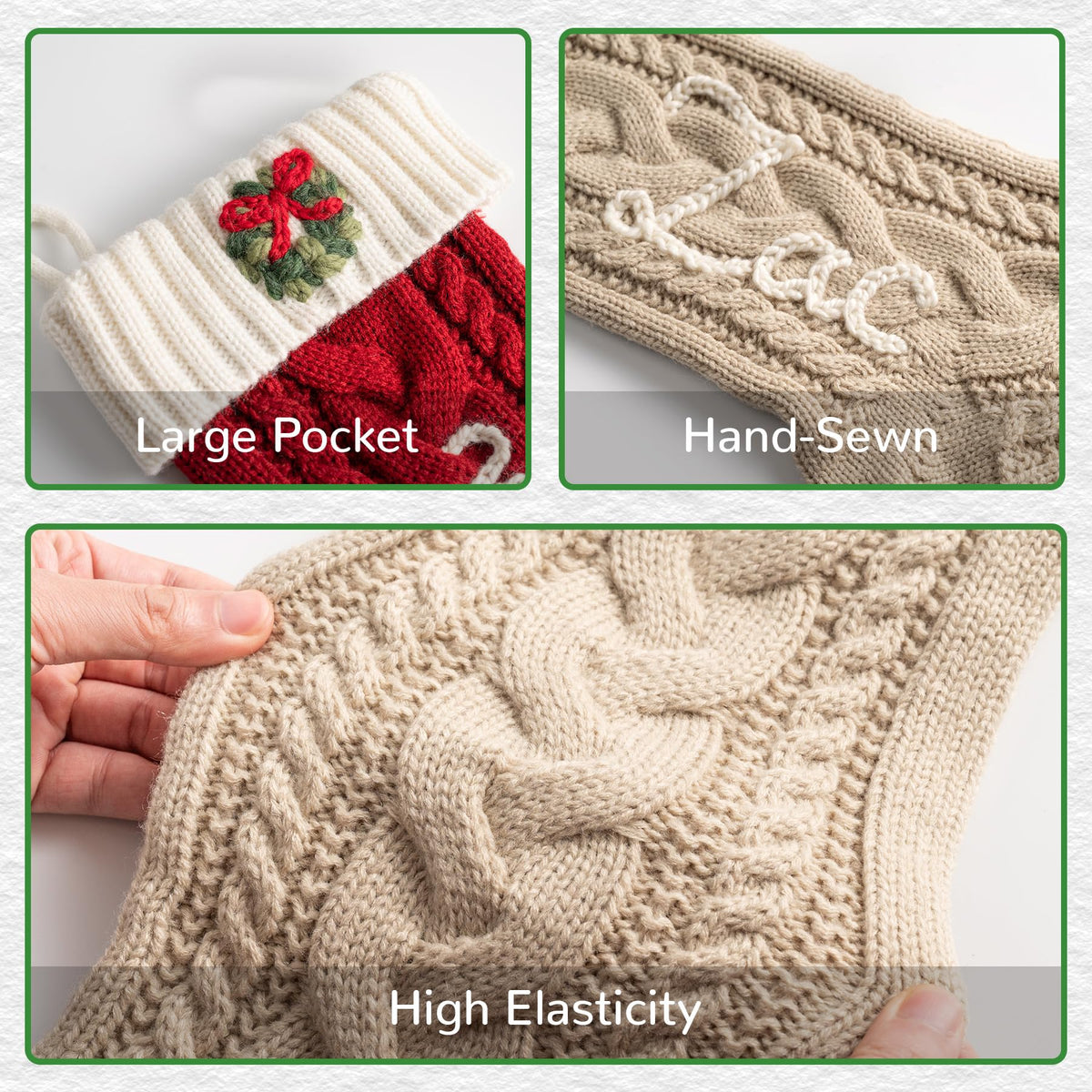 Custom Christmas Stocking，Personalized Stockings for Christmas，18' Large Knitted Christmas Stocking，Suitable for Fireplace, Stairs, Xmas Tree, Bedroom Decorations