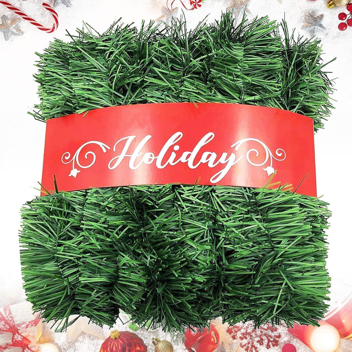 Christmas Garland, Artificial Non-Lit Soft Green Garlands 50FT Classic Christmas Greenery Garland Festive Home Decor for Indoor or Outdoor Use