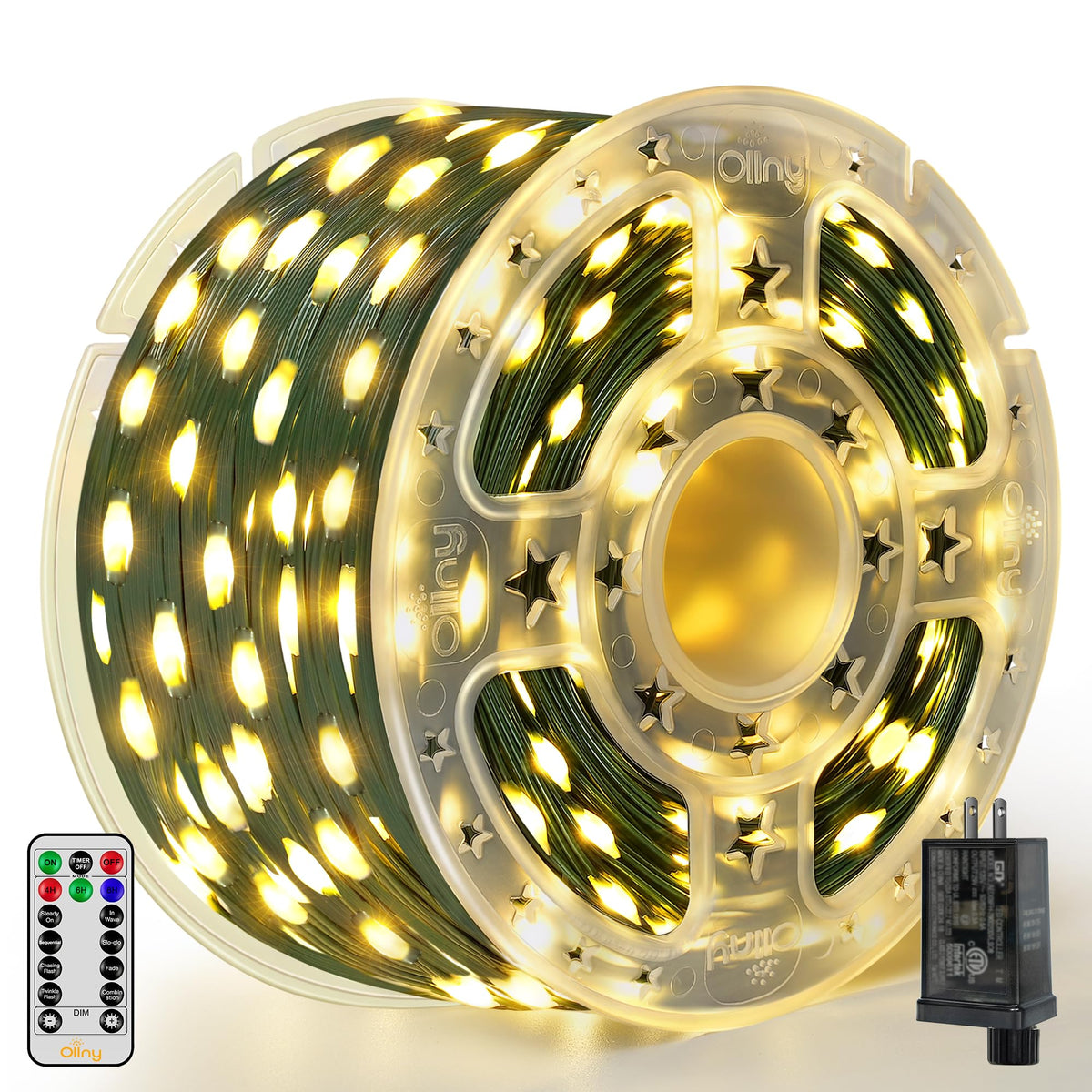 Ollny Christmas Lights 1000 LED 330 FT, IP67 Waterproof Plug in Christmas Tree Lights with Remote, 8 Modes, 3 Timers, Dimmable, House Xmas Indoor Decorations Outdoor Christmas Lights (Multicolored)