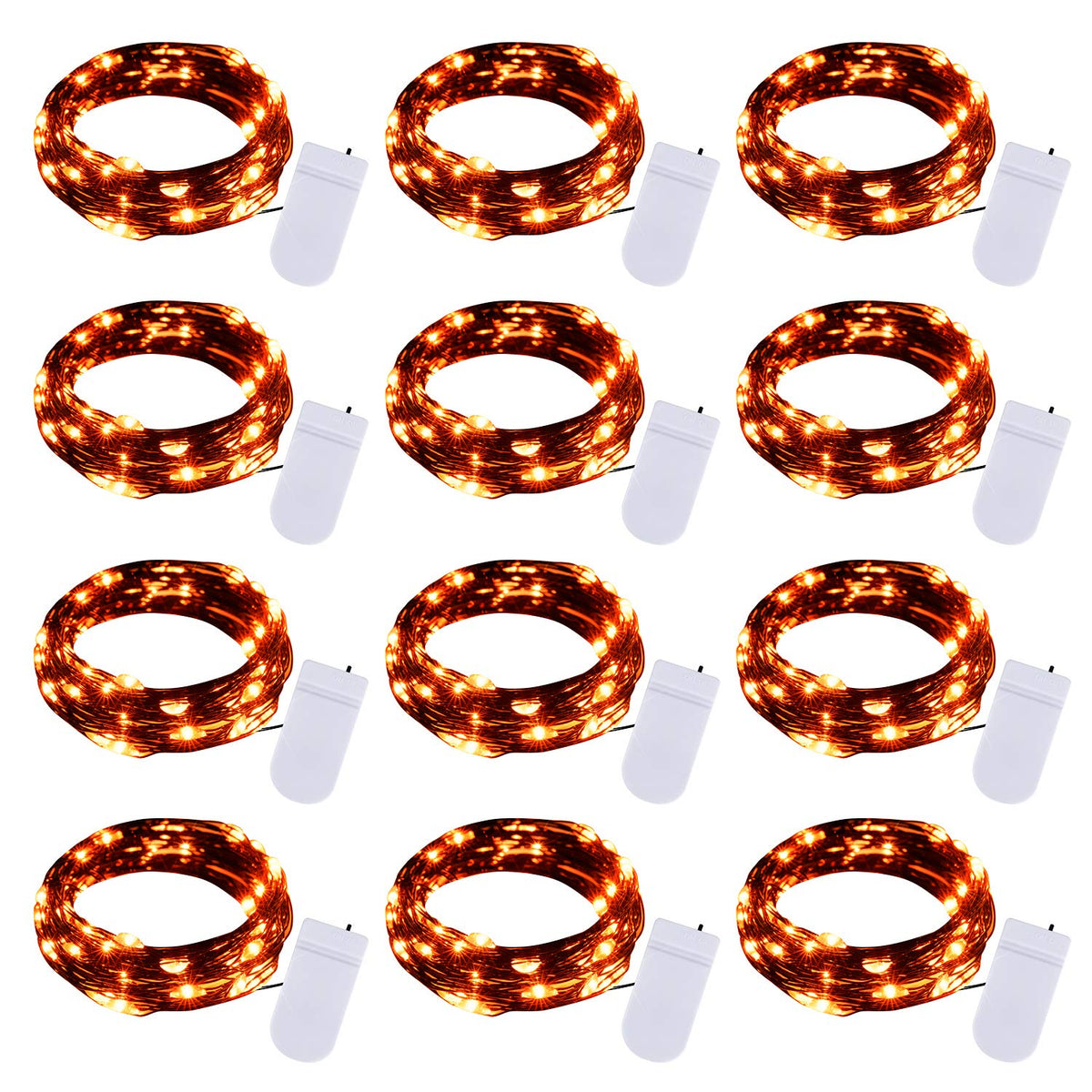 Brightown 12 Pack LED Fairy Lights Battery Operated String Lights - 7ft 20LED Waterproof Silver Wire Firefly Starry Moon Lights for DIY Crafts Wedding Table Centerpieces Party Bedroom Christmas