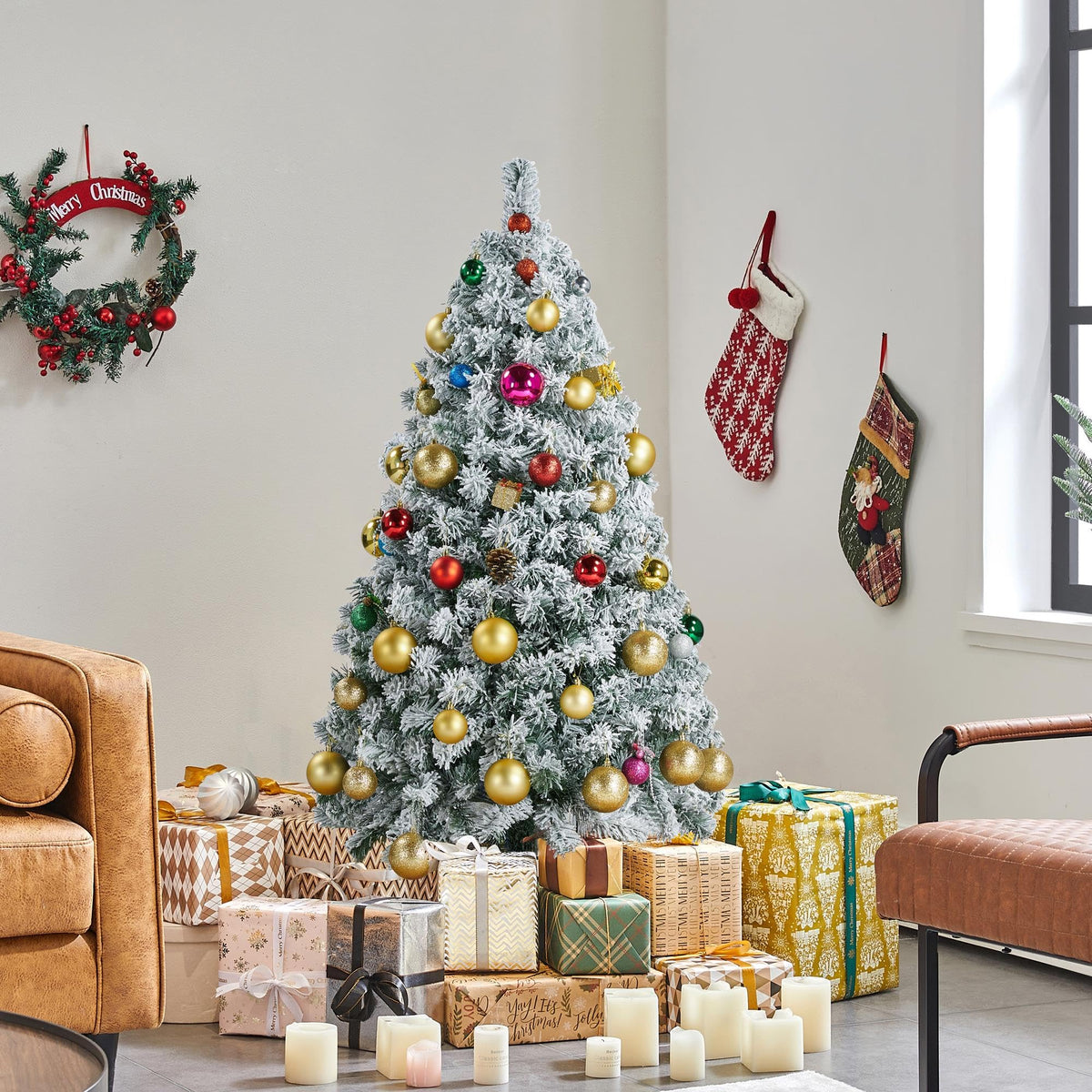Yaheetech 4.5ft Artificial Christmas Tree, Realistic Premium Spruce Hinged Full Christmas Tree with 320 Branch Tips Holiday Xmas Tree W/Metal Hinges & Foldable Base for Home Party Office Decoration