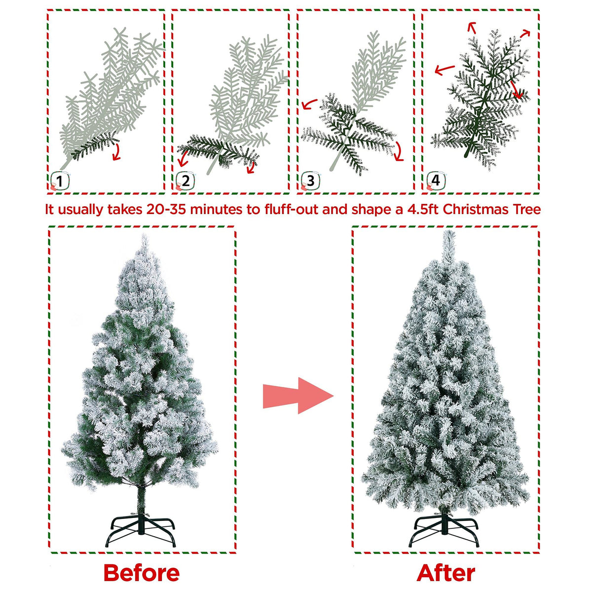 Yaheetech 4.5ft Artificial Christmas Tree, Realistic Premium Spruce Hinged Full Christmas Tree with 320 Branch Tips Holiday Xmas Tree W/Metal Hinges & Foldable Base for Home Party Office Decoration