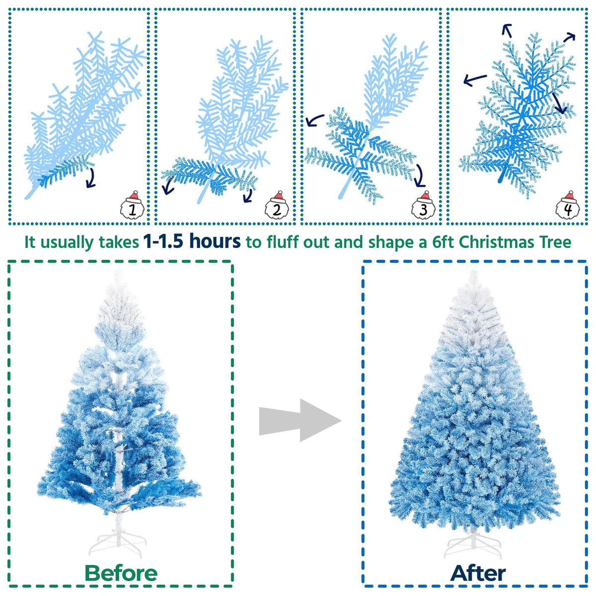 Yaheetech 4.5ft Artificial Christmas Tree, Realistic Premium Spruce Hinged Full Christmas Tree with 320 Branch Tips Holiday Xmas Tree W/Metal Hinges & Foldable Base for Home Party Office Decoration