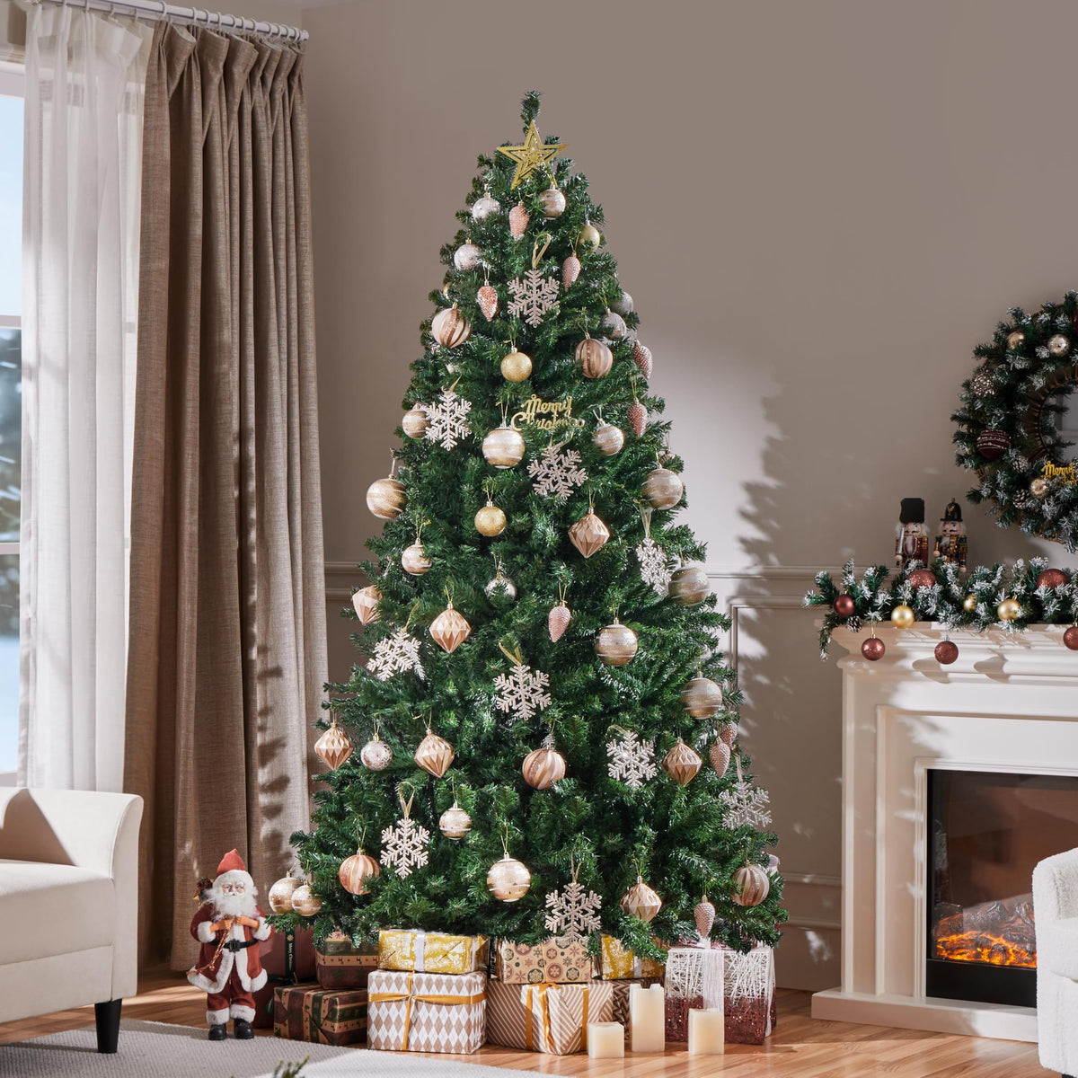 Yaheetech 4.5ft Artificial Christmas Tree, Realistic Premium Spruce Hinged Full Christmas Tree with 320 Branch Tips Holiday Xmas Tree W/Metal Hinges & Foldable Base for Home Party Office Decoration