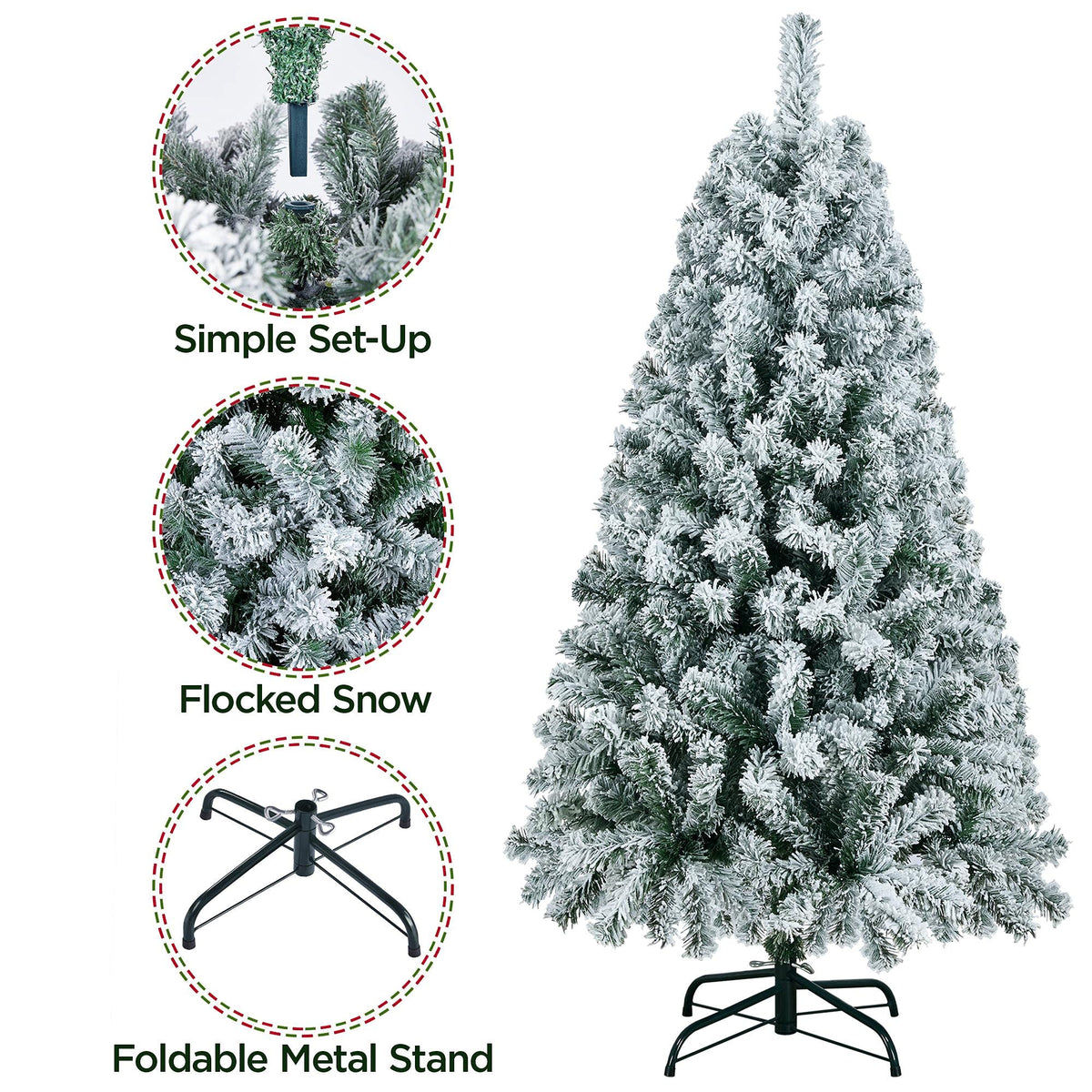 Yaheetech 4.5ft Artificial Christmas Tree, Realistic Premium Spruce Hinged Full Christmas Tree with 320 Branch Tips Holiday Xmas Tree W/Metal Hinges & Foldable Base for Home Party Office Decoration