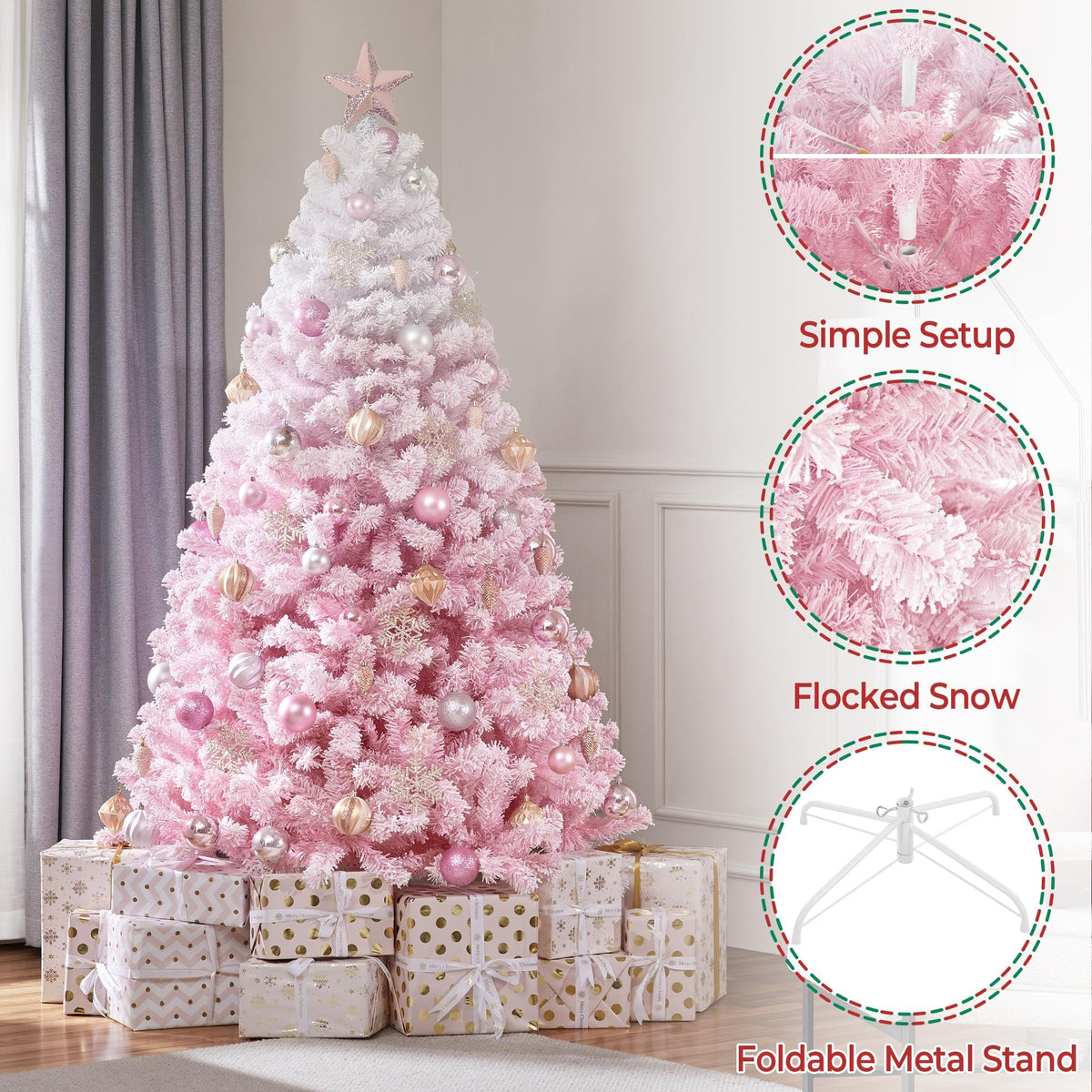Yaheetech 4.5ft Artificial Christmas Tree, Realistic Premium Spruce Hinged Full Christmas Tree with 320 Branch Tips Holiday Xmas Tree W/Metal Hinges & Foldable Base for Home Party Office Decoration