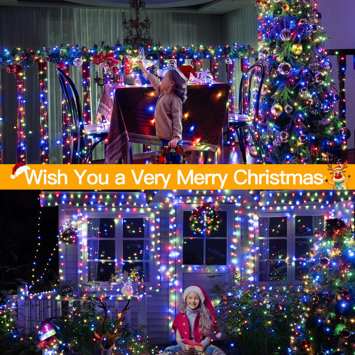 Ollny Christmas Lights 1000 LED 330 FT, IP67 Waterproof Plug in Christmas Tree Lights with Remote, 8 Modes, 3 Timers, Dimmable, House Xmas Indoor Decorations Outdoor Christmas Lights (Multicolored)