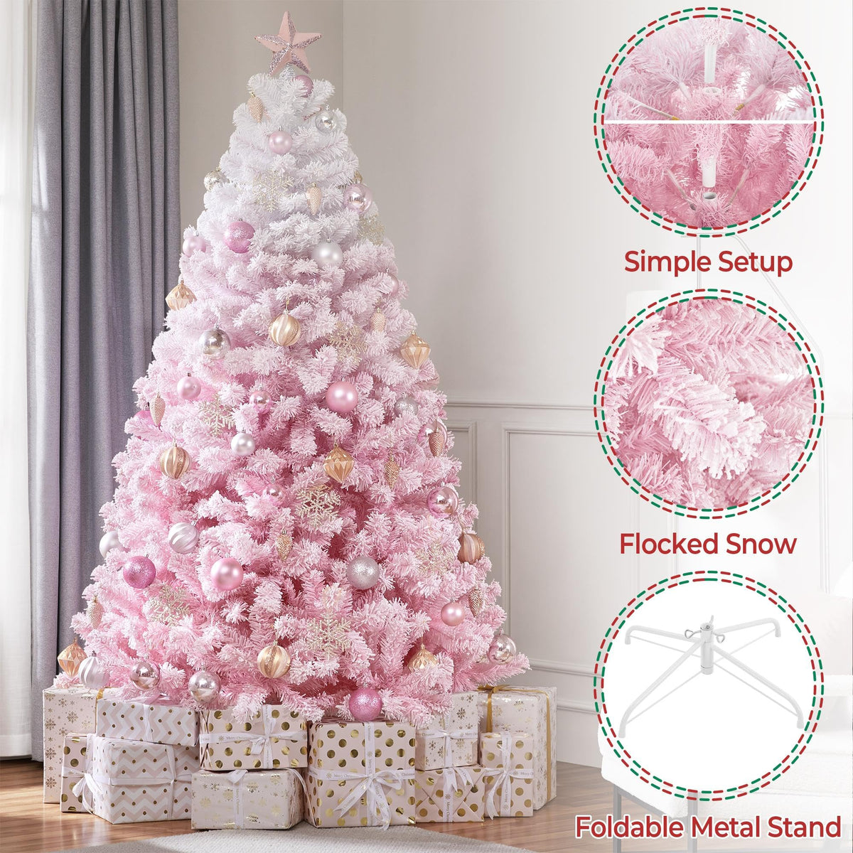 Yaheetech 4.5ft Artificial Christmas Tree, Realistic Premium Spruce Hinged Full Christmas Tree with 320 Branch Tips Holiday Xmas Tree W/Metal Hinges & Foldable Base for Home Party Office Decoration