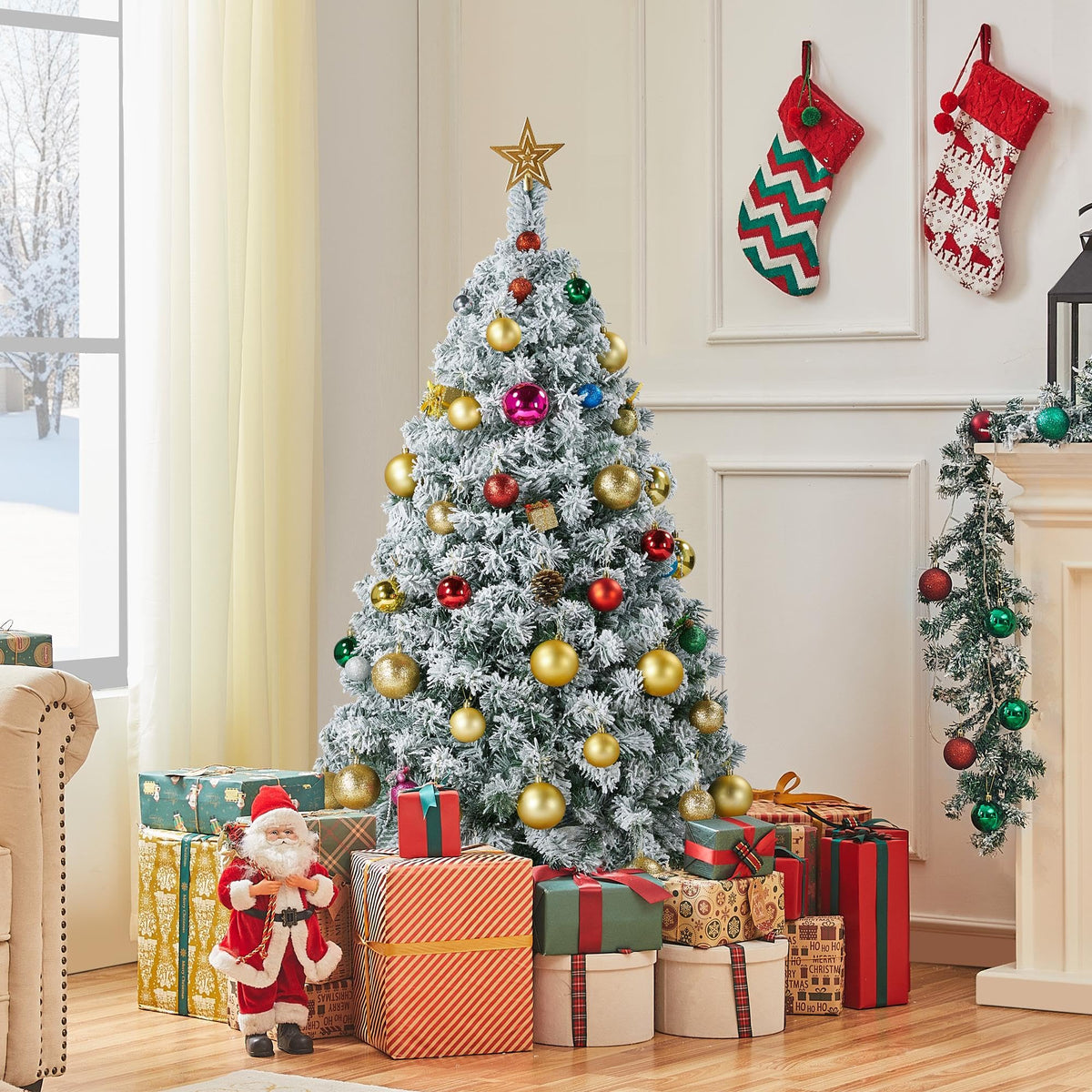 Yaheetech 4.5ft Artificial Christmas Tree, Realistic Premium Spruce Hinged Full Christmas Tree with 320 Branch Tips Holiday Xmas Tree W/Metal Hinges & Foldable Base for Home Party Office Decoration