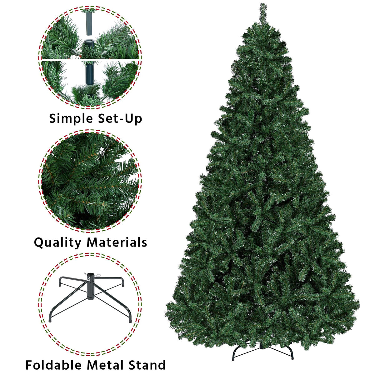 Yaheetech 4.5ft Artificial Christmas Tree, Realistic Premium Spruce Hinged Full Christmas Tree with 320 Branch Tips Holiday Xmas Tree W/Metal Hinges & Foldable Base for Home Party Office Decoration