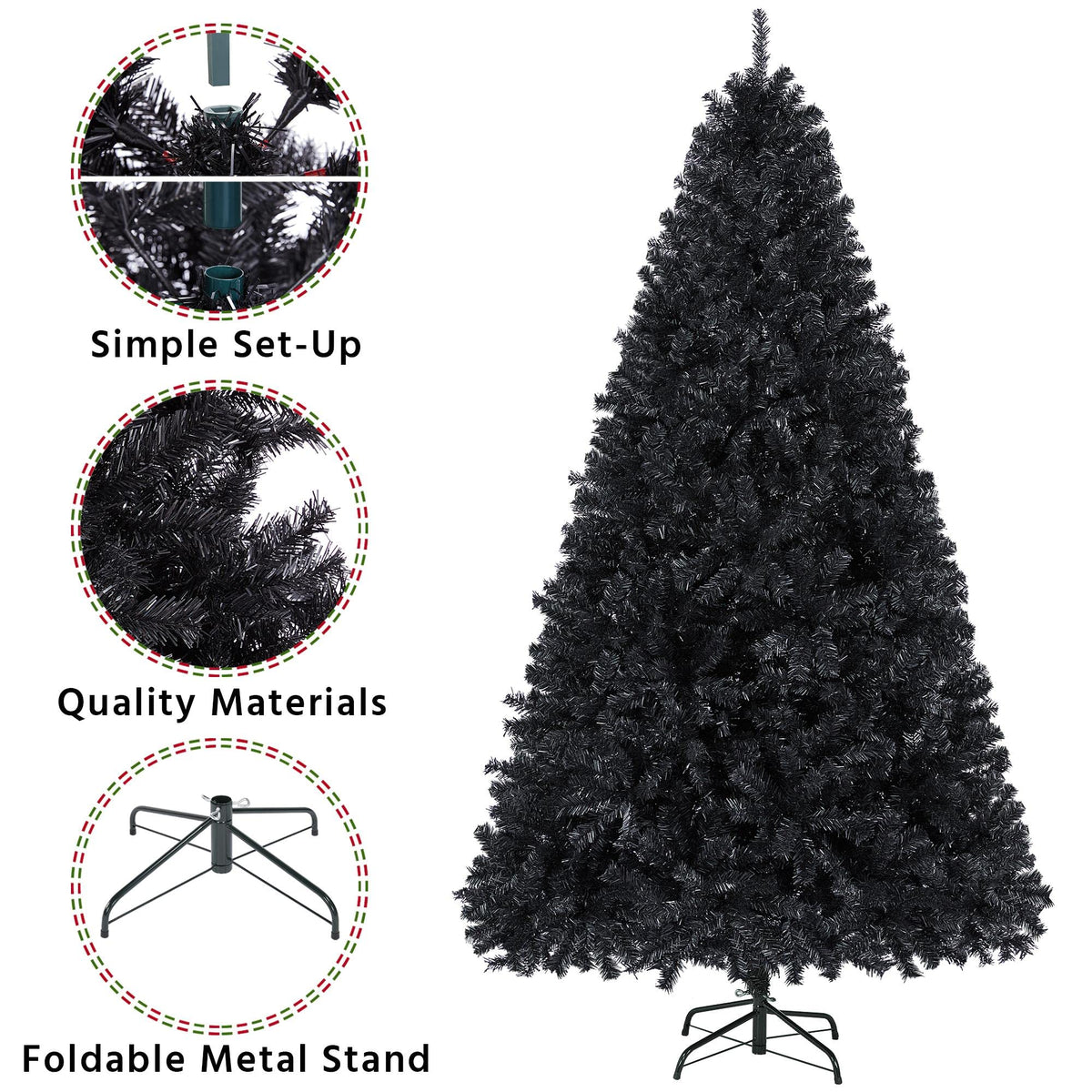 Yaheetech 4.5ft Artificial Christmas Tree, Realistic Premium Spruce Hinged Full Christmas Tree with 320 Branch Tips Holiday Xmas Tree W/Metal Hinges & Foldable Base for Home Party Office Decoration